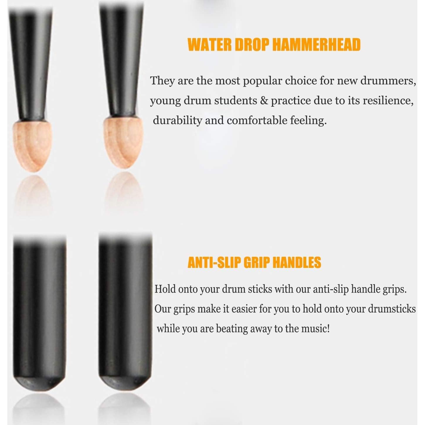 Palillos de Batería WOGOD 5A de Madera de Arce Negra - 2 Pares