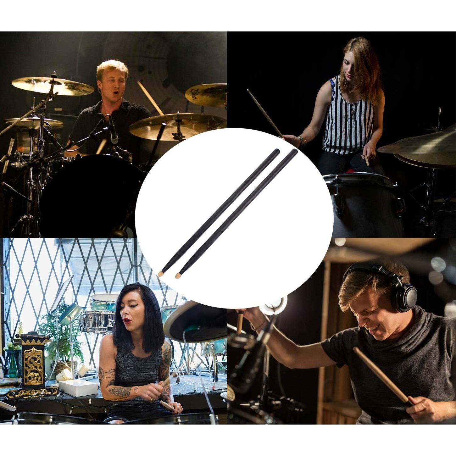 Palillos de Batería WOGOD 5A de Madera de Arce Negra - 2 Pares