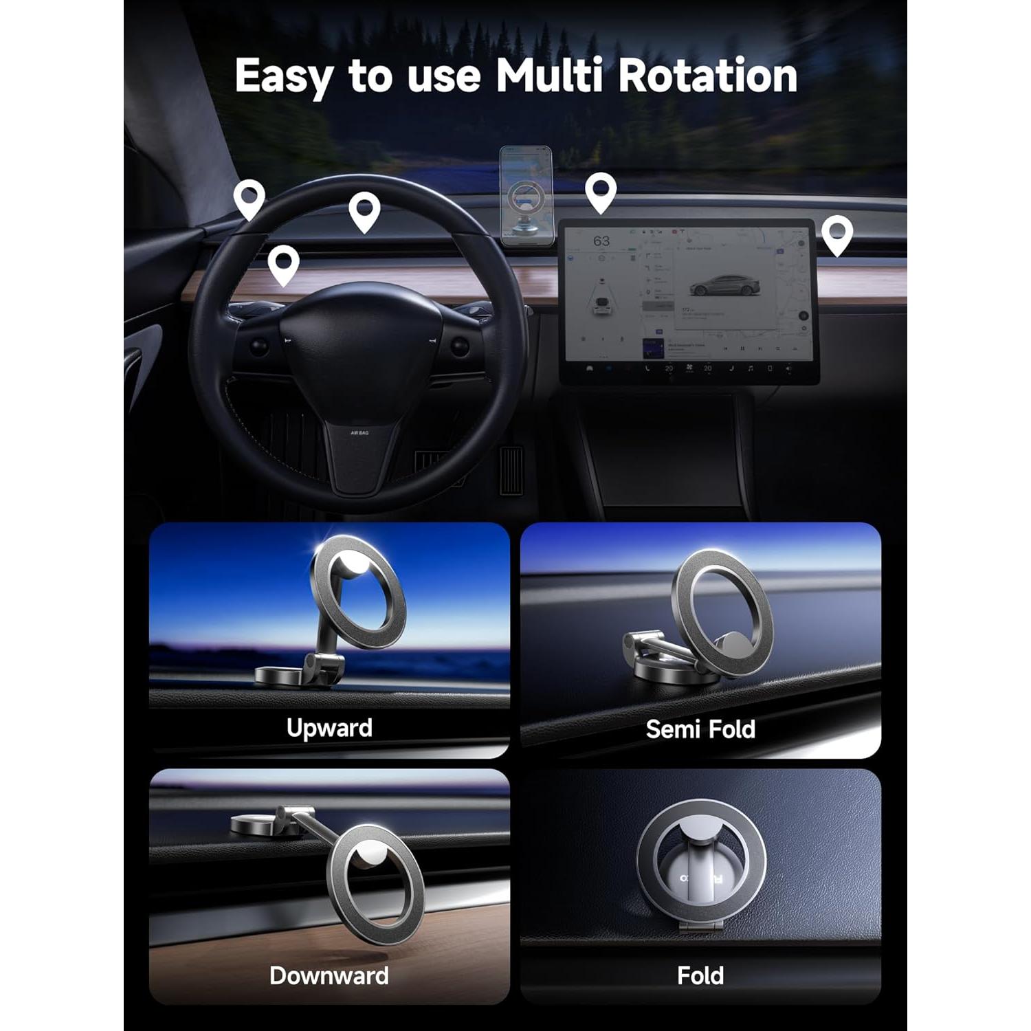 Soporte Magnético para Teléfono FlyCoco para Coche - Plegable y Rotación 360°