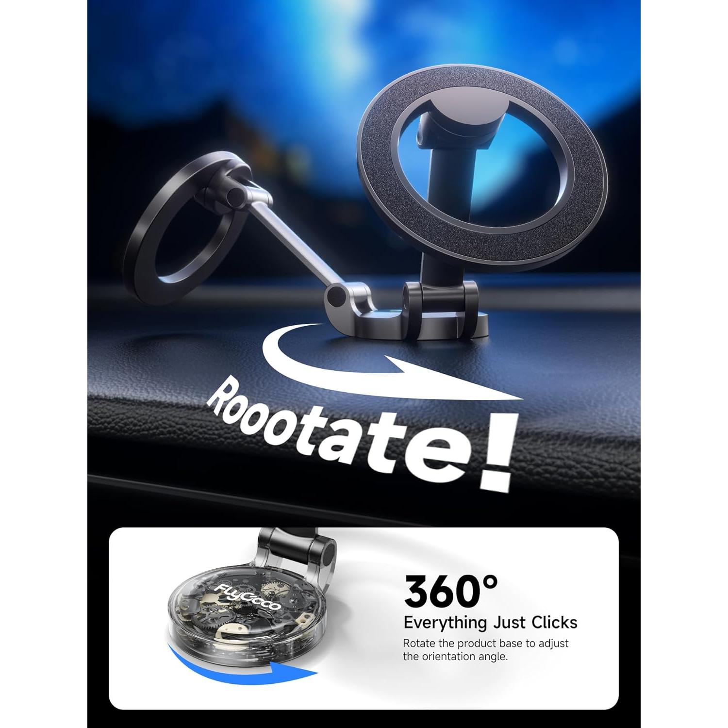 Soporte Magnético para Teléfono FlyCoco para Coche - Plegable y Rotación 360°