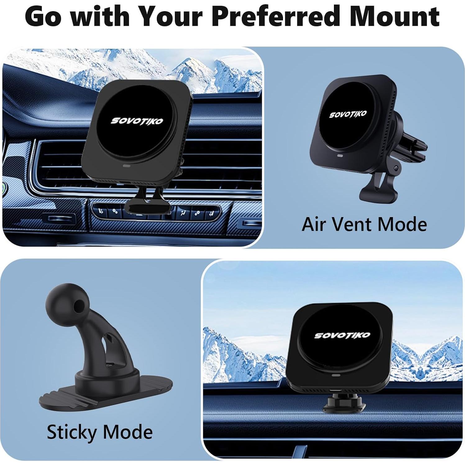 Cargador Inalámbrico para Coche SOVOTIKO Magsafe 15W