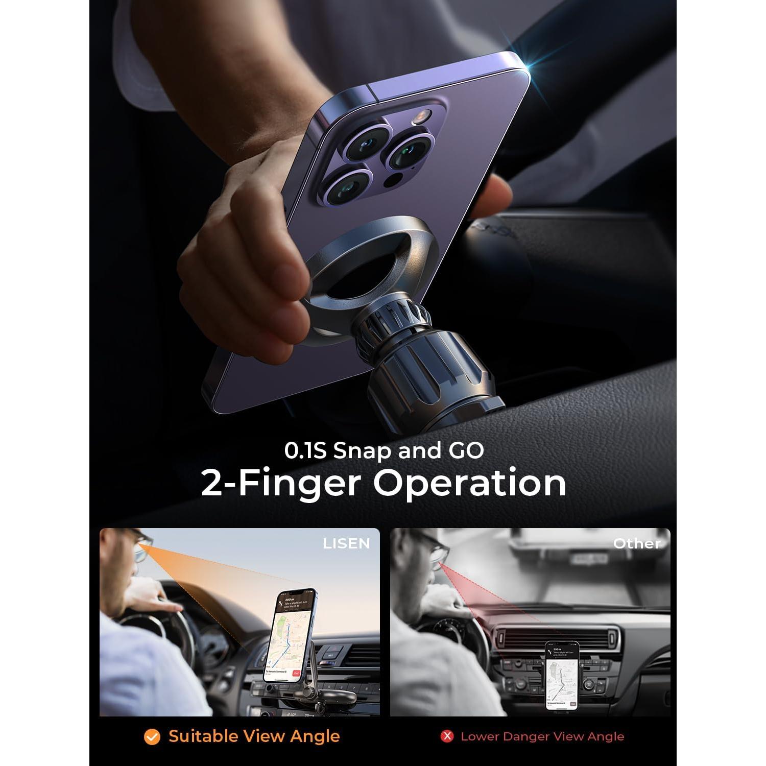 Soporte de Teléfono MagSafe LISEN para Coche CD Ajustable