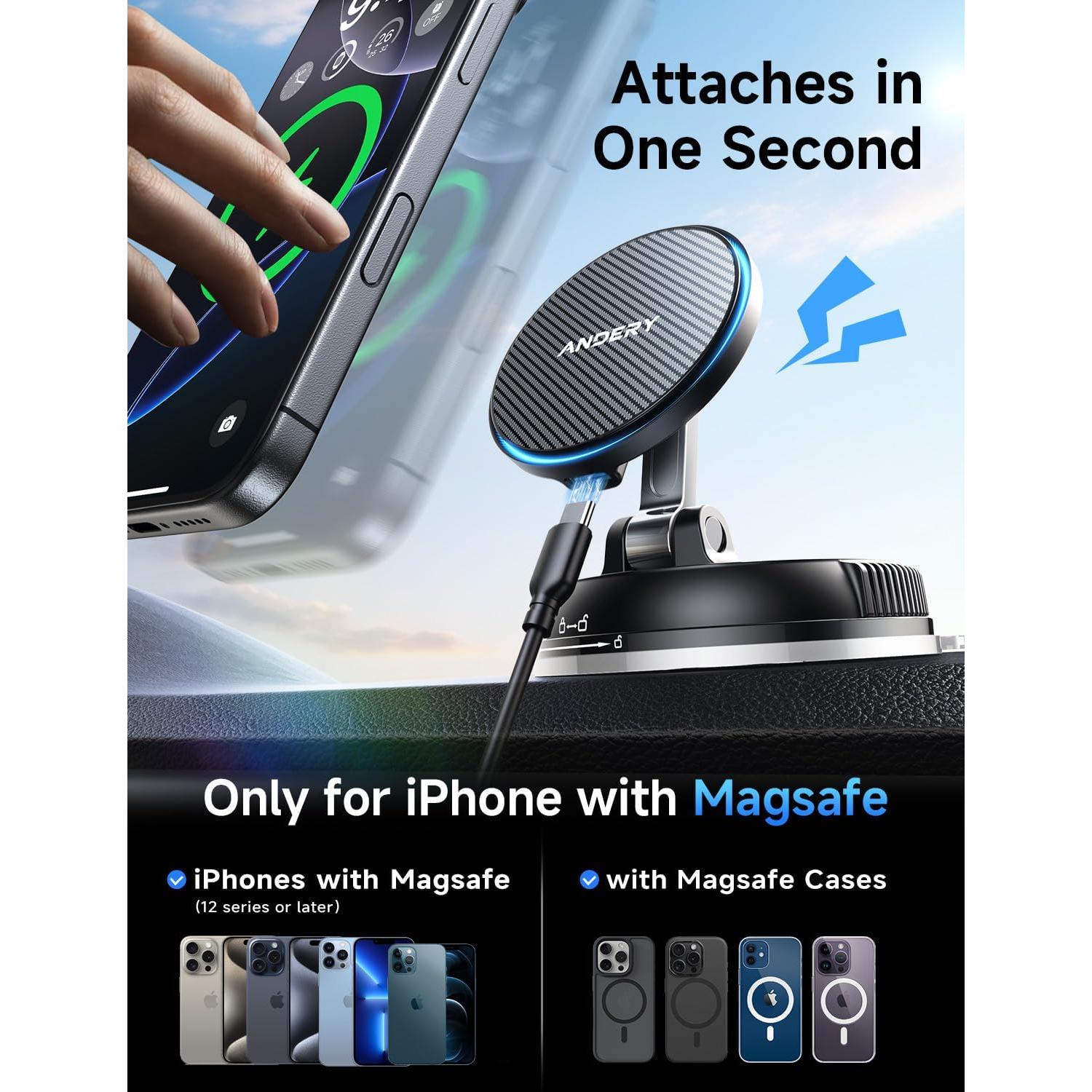 Soporte de Coche Magnético para iPhone ANDERY RLX11 15W