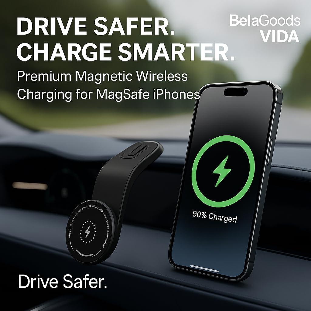 Cargador Inalámbrico MagSafe BelaGoods VIDA 15W para Coche