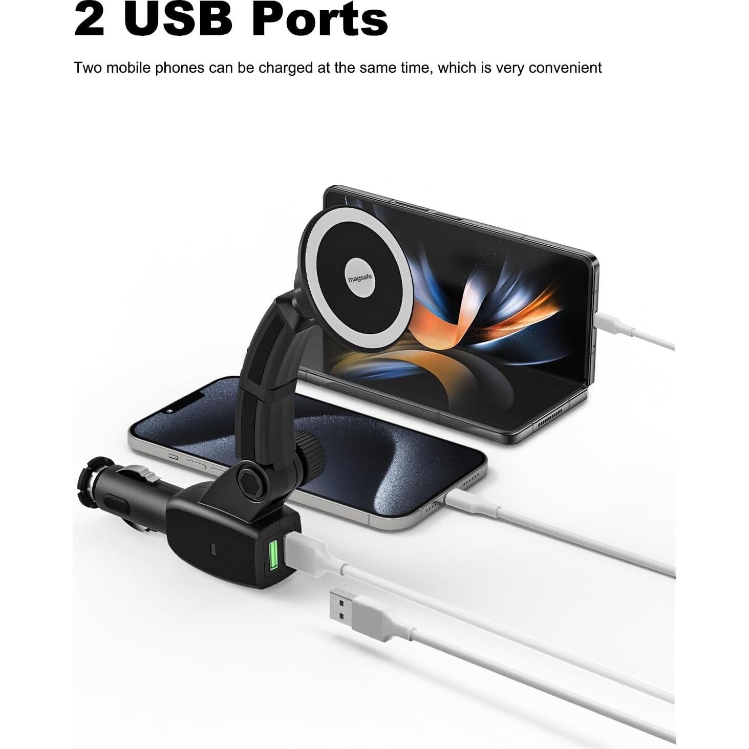 Soporte para Coche MagSafe Woleyi con Cargador USB Doble