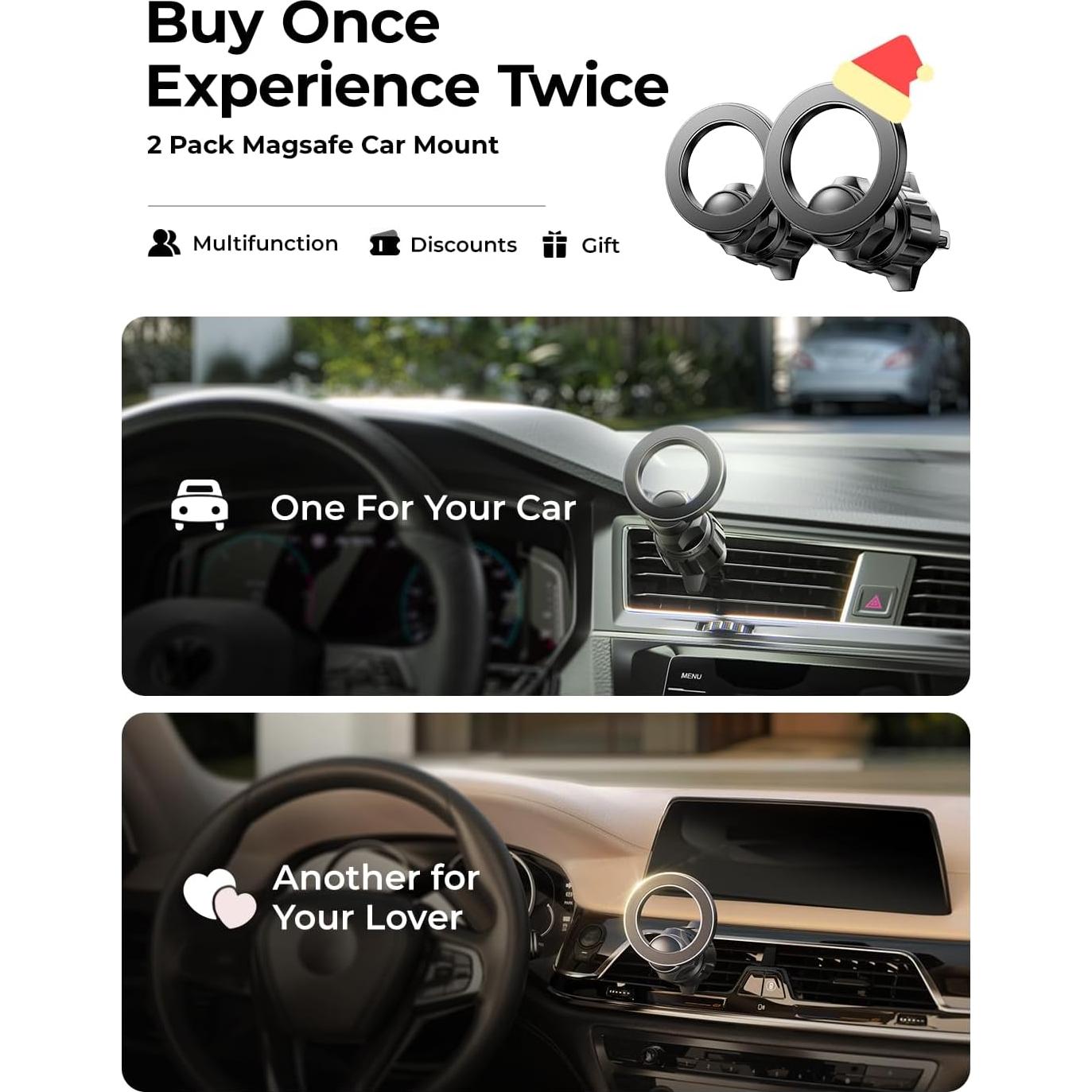 Soporte Magnético para Auto LISEN MagSafe - 2 Paquetes Plata