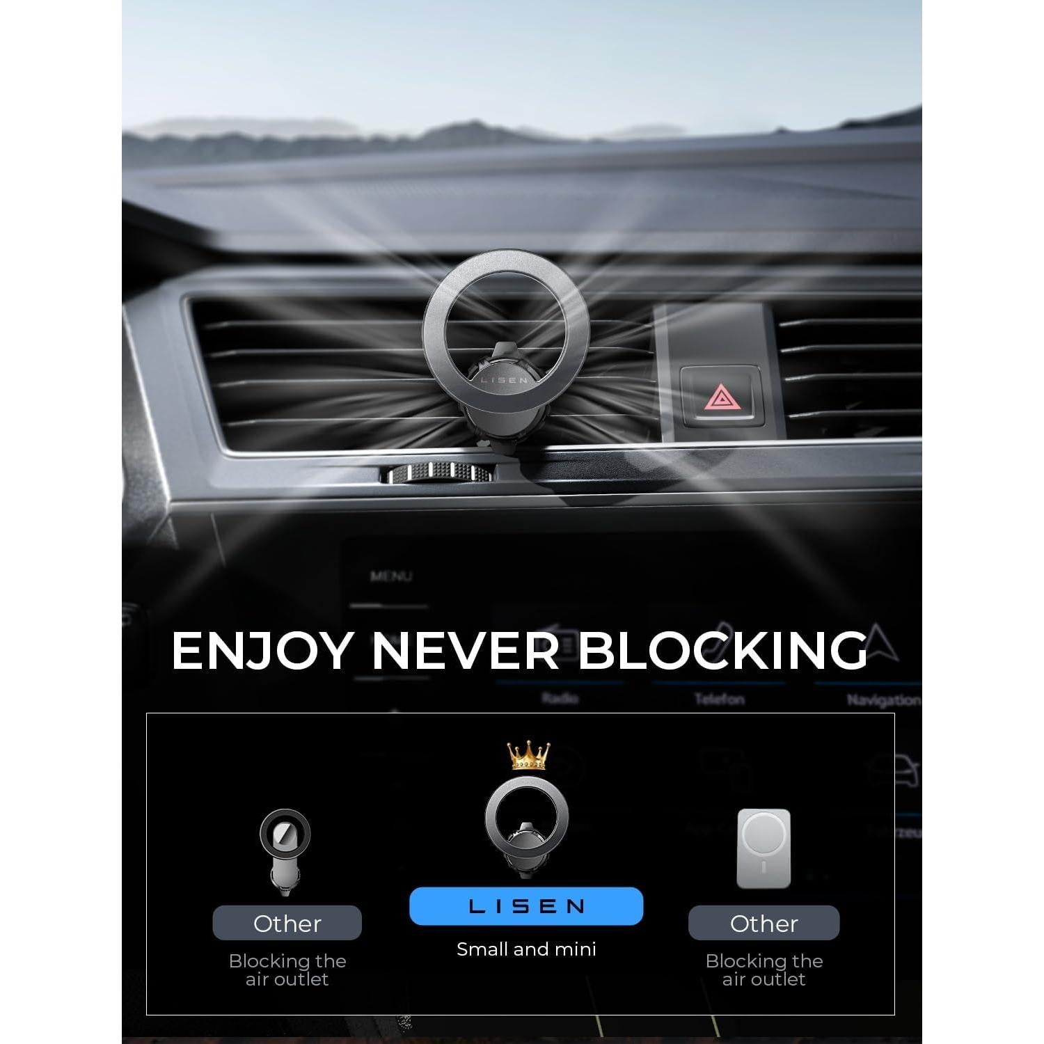 Soporte Magnético para Auto LISEN MagSafe - 2 Paquetes Plata