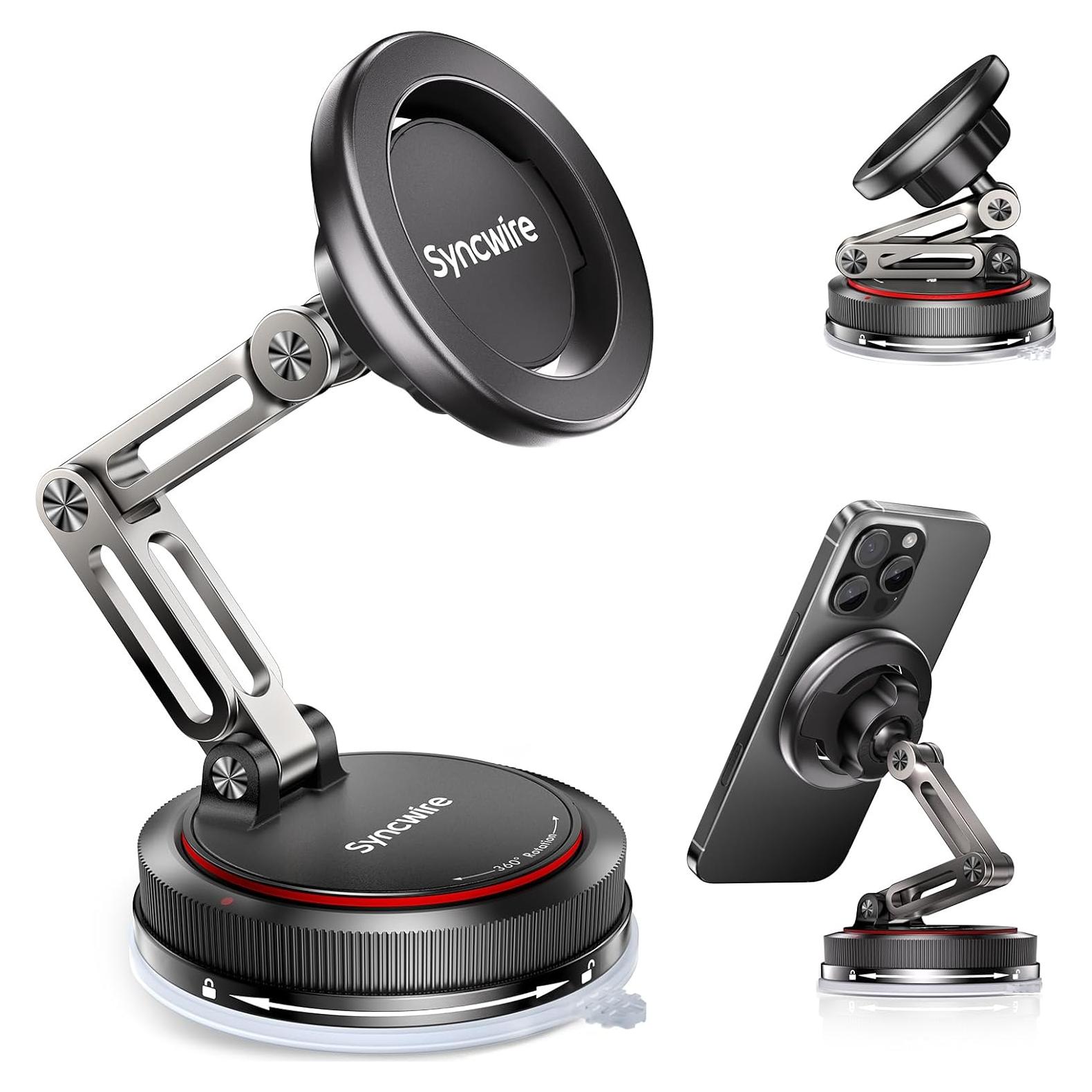 Soporte de Coche MagSafe SYNCWIRE 3 Ejes Negro - Rotación 360°
