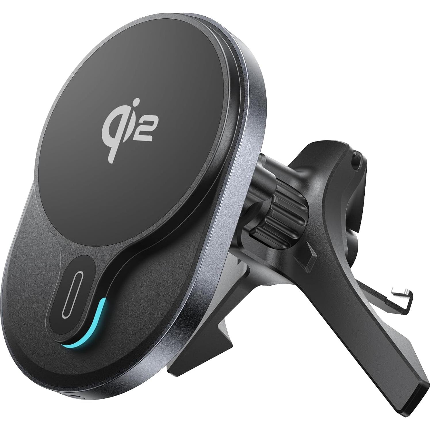 Cargador de coche MagSafe HURMAI Qi2 15W, soporte inalámbrico