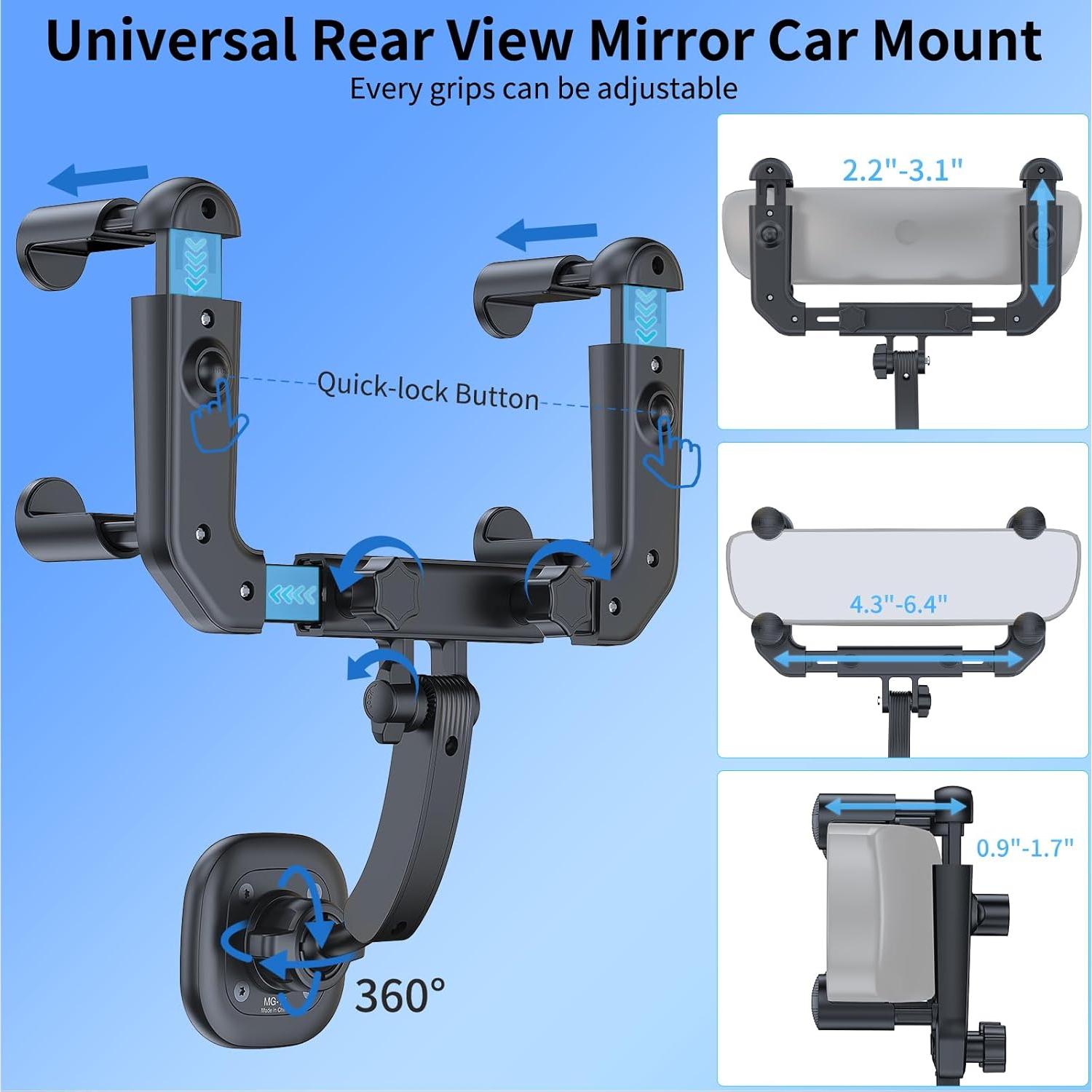 Soporte para Teléfono VRIG MG-15 con Espejo Retrovisor Magnético