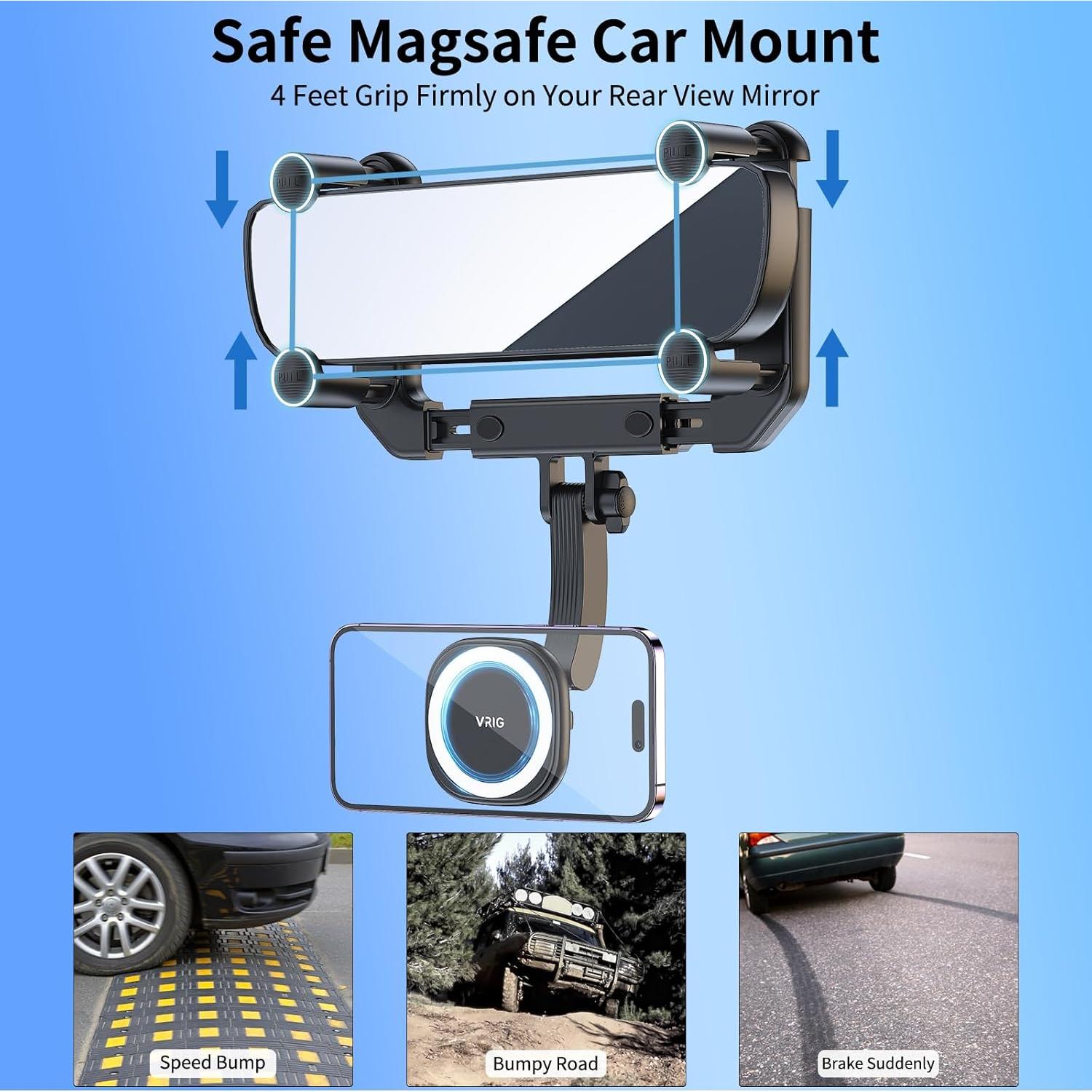 Soporte para Teléfono VRIG MG-15 con Espejo Retrovisor Magnético