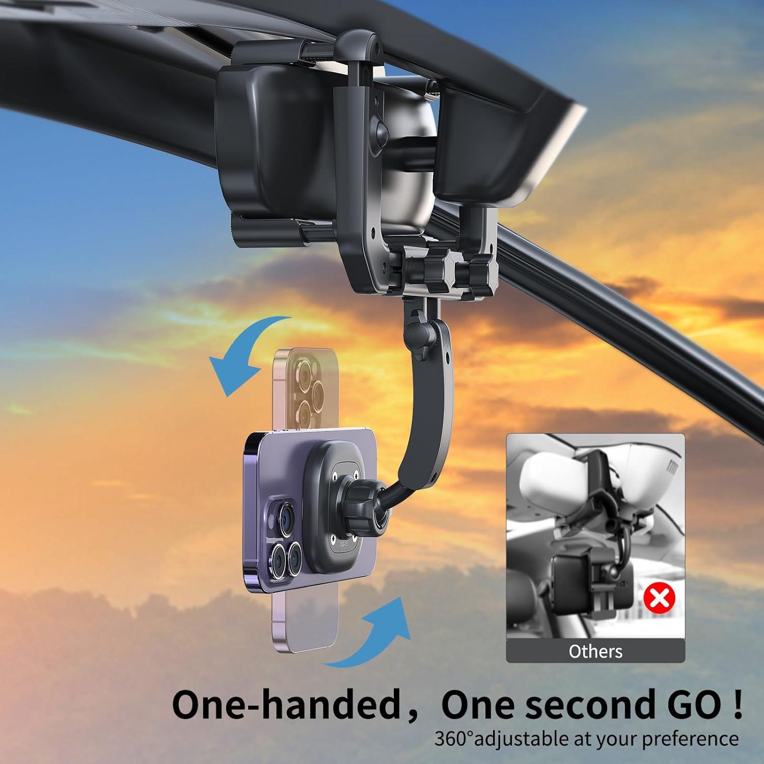 Soporte para Teléfono VRIG MG-15 con Espejo Retrovisor Magnético