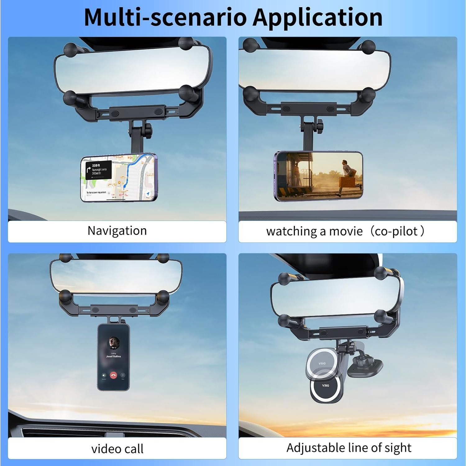 Soporte para Teléfono VRIG MG-15 con Espejo Retrovisor Magnético