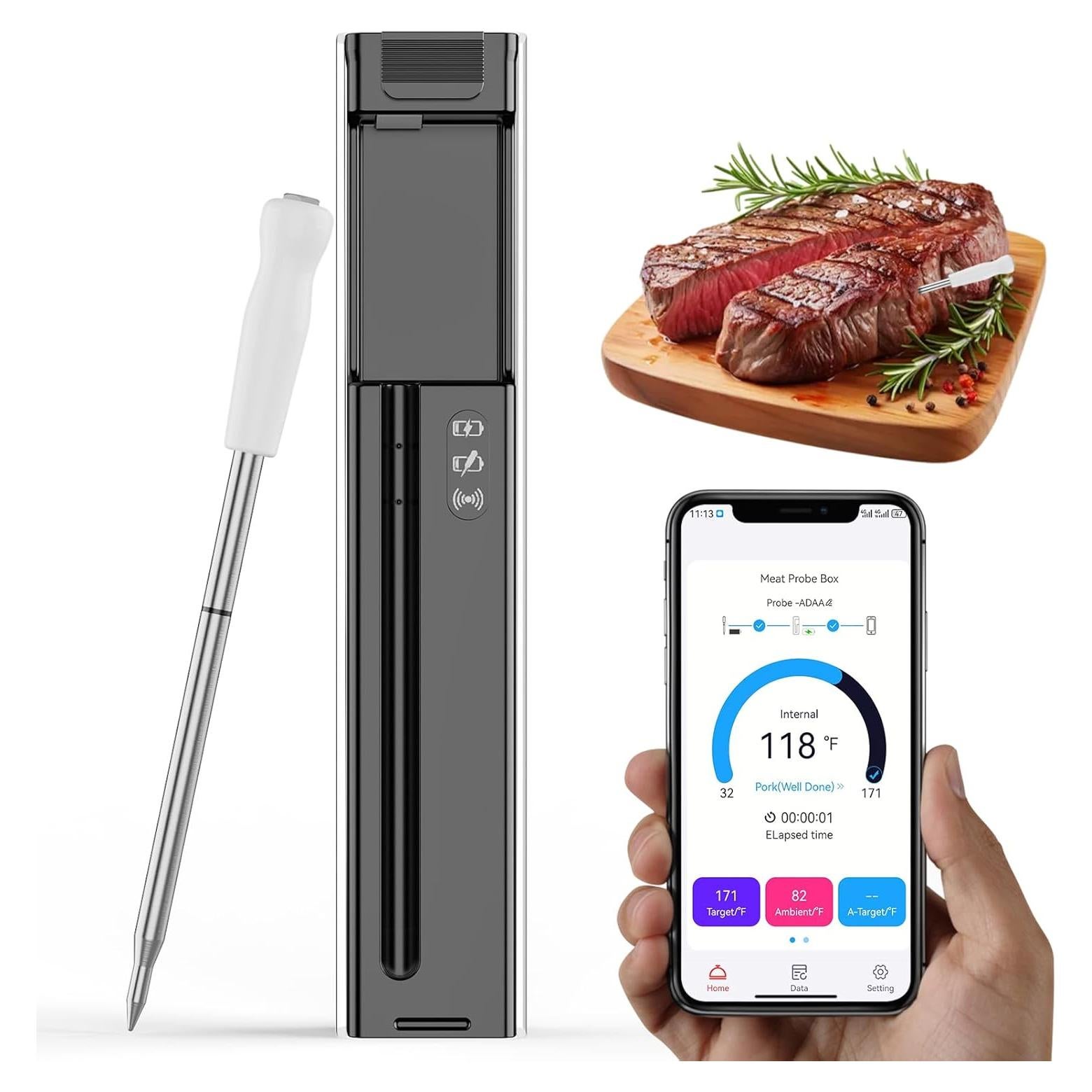 Termómetro de carne Bluetooth SYHSKHY KR100, digital, 152.4 m