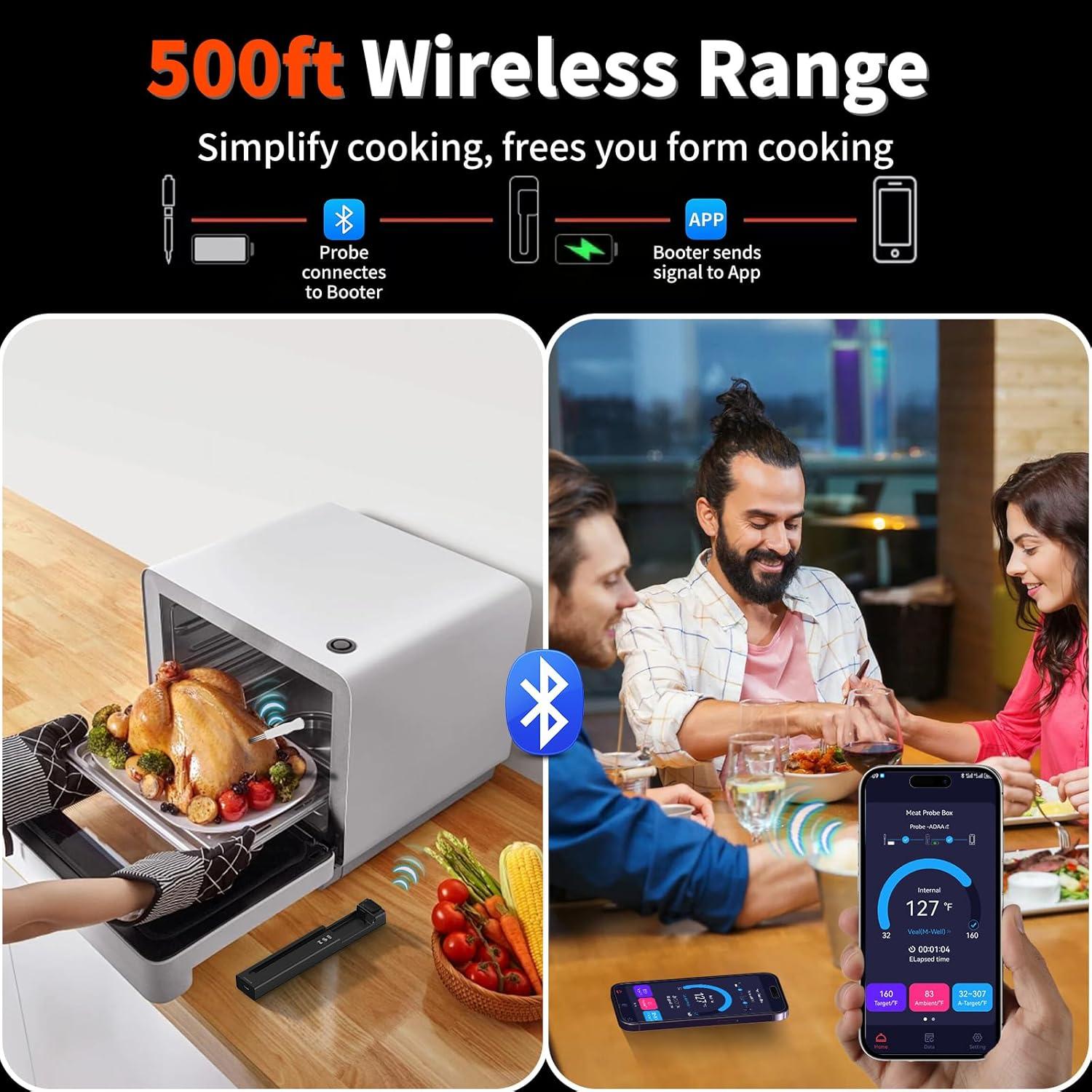 Termómetro de carne Bluetooth SYHSKHY KR100, digital, 152.4 m