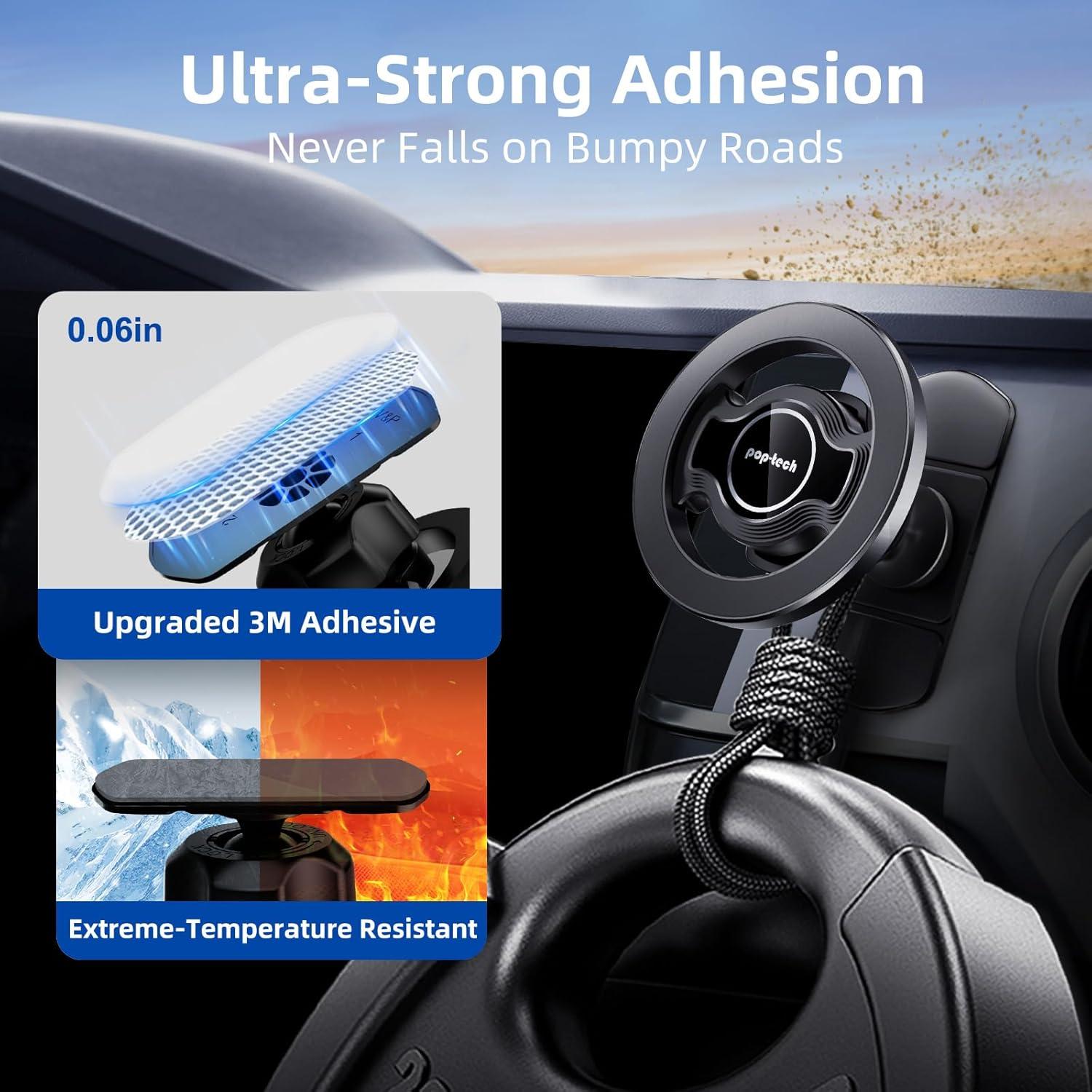 Soporte Adhesivo para Automóvil Pop-Tech MagSafe 360° Negro