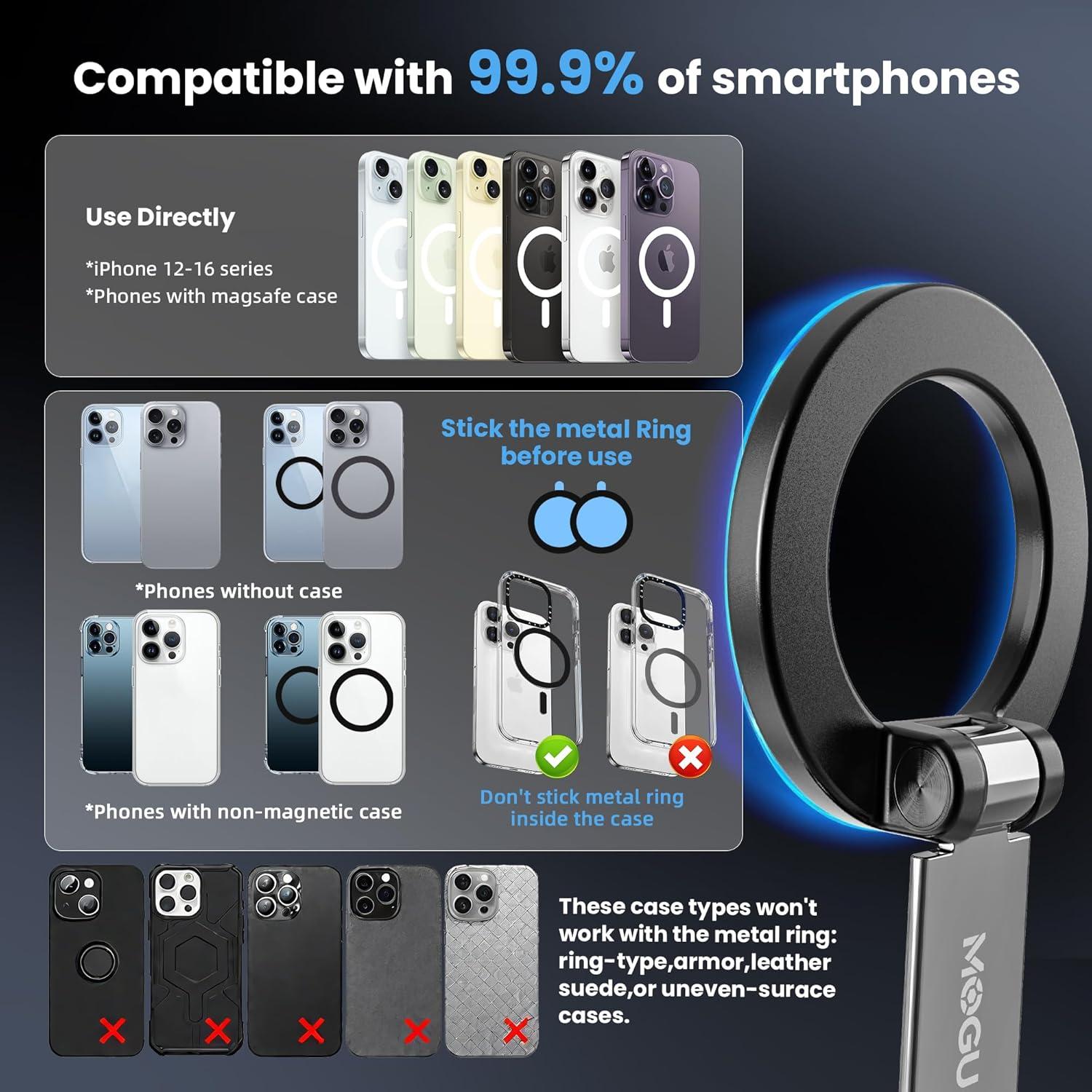 Soporte magnético para teléfono de coche MOGU, ajustable y plegable