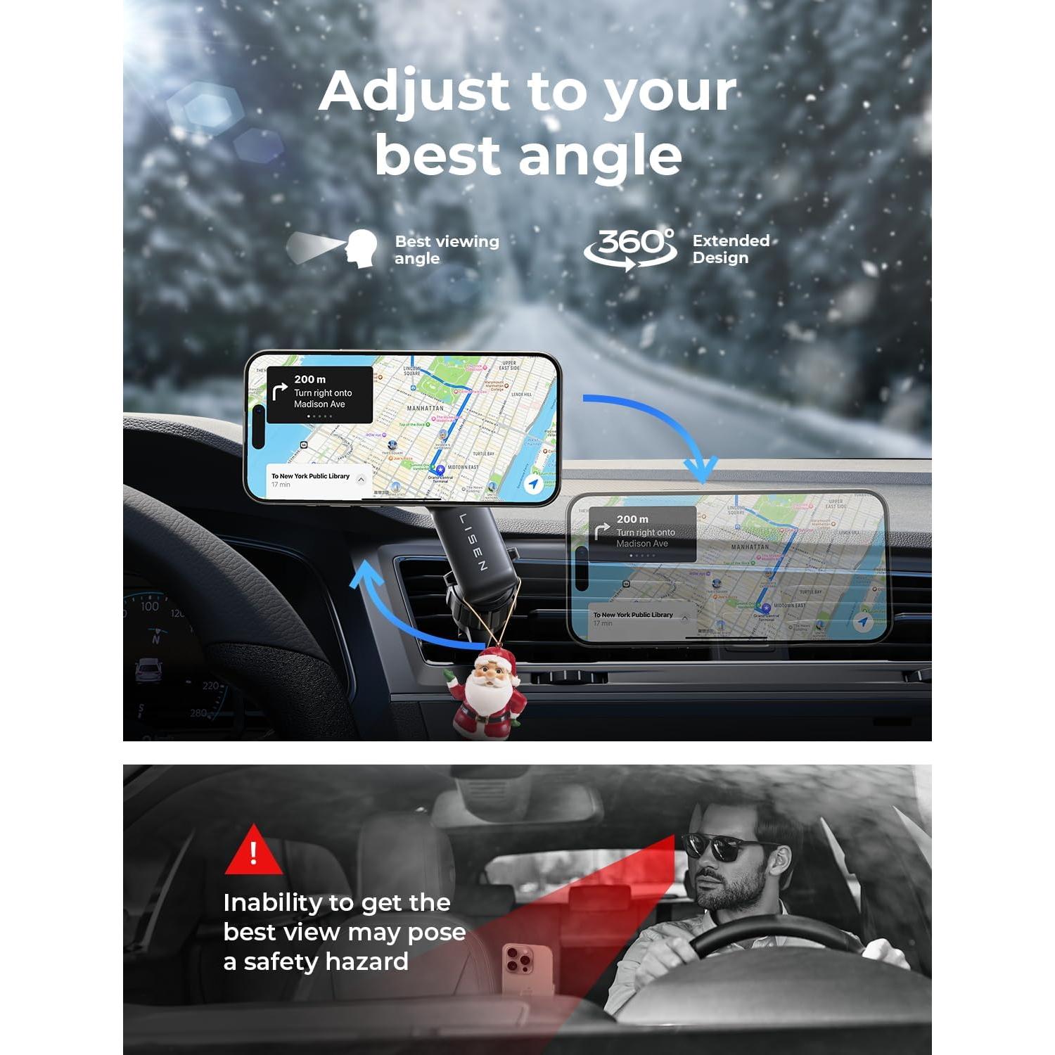 Soporte Magnético para Coche LISEN MagSafe para iPhone 16/15