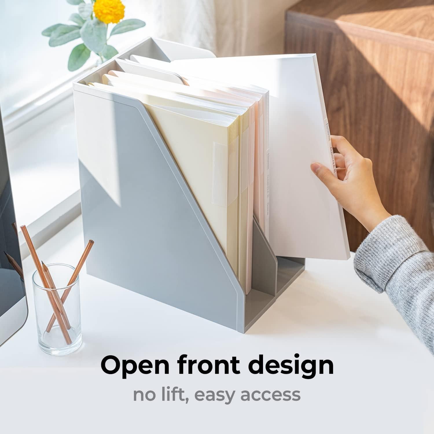 Soporte de Revistas Abierto Carrotez - 2 Piezas Gris 27.4x9.4x32 cm