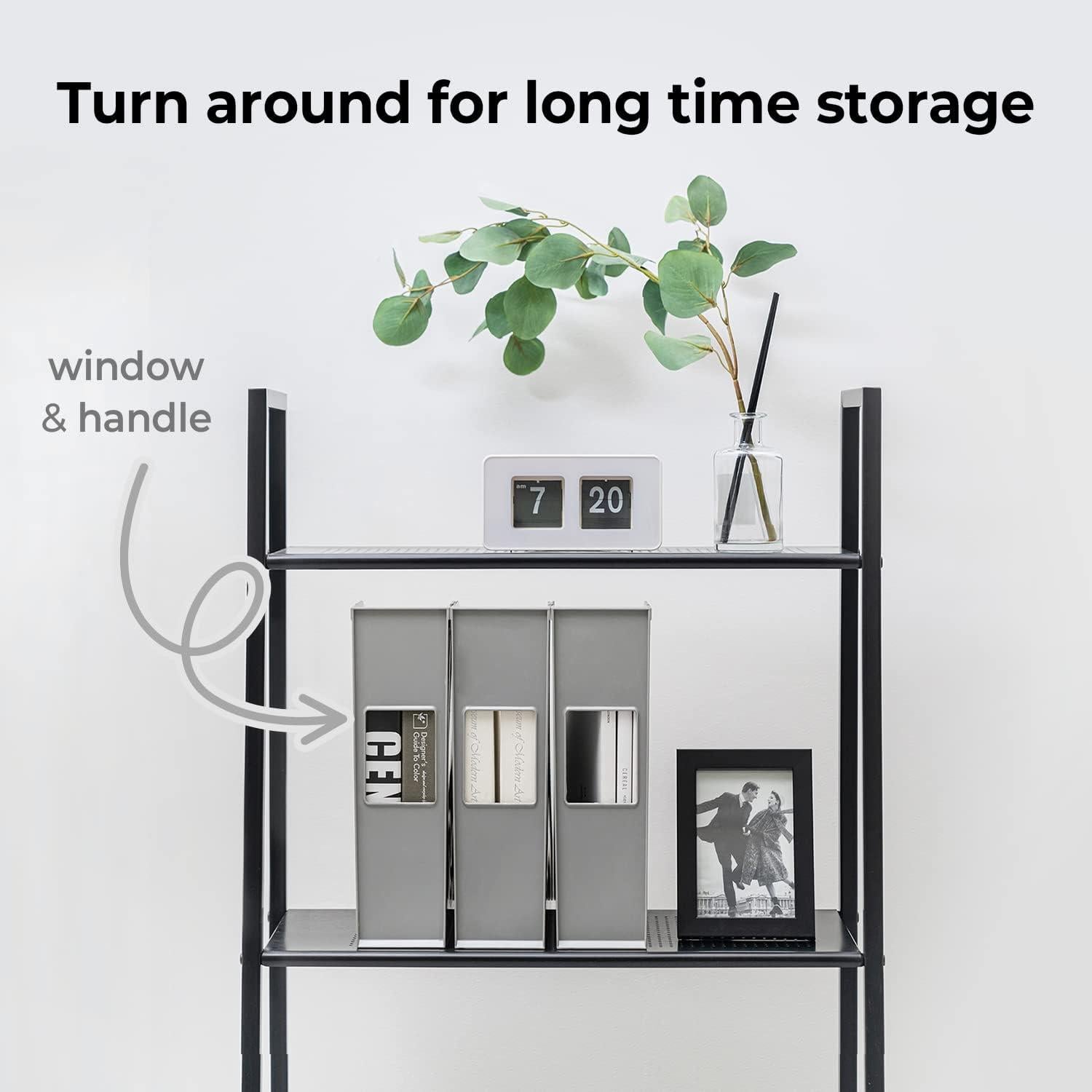 Soporte de Revistas Abierto Carrotez - 2 Piezas Gris 27.4x9.4x32 cm