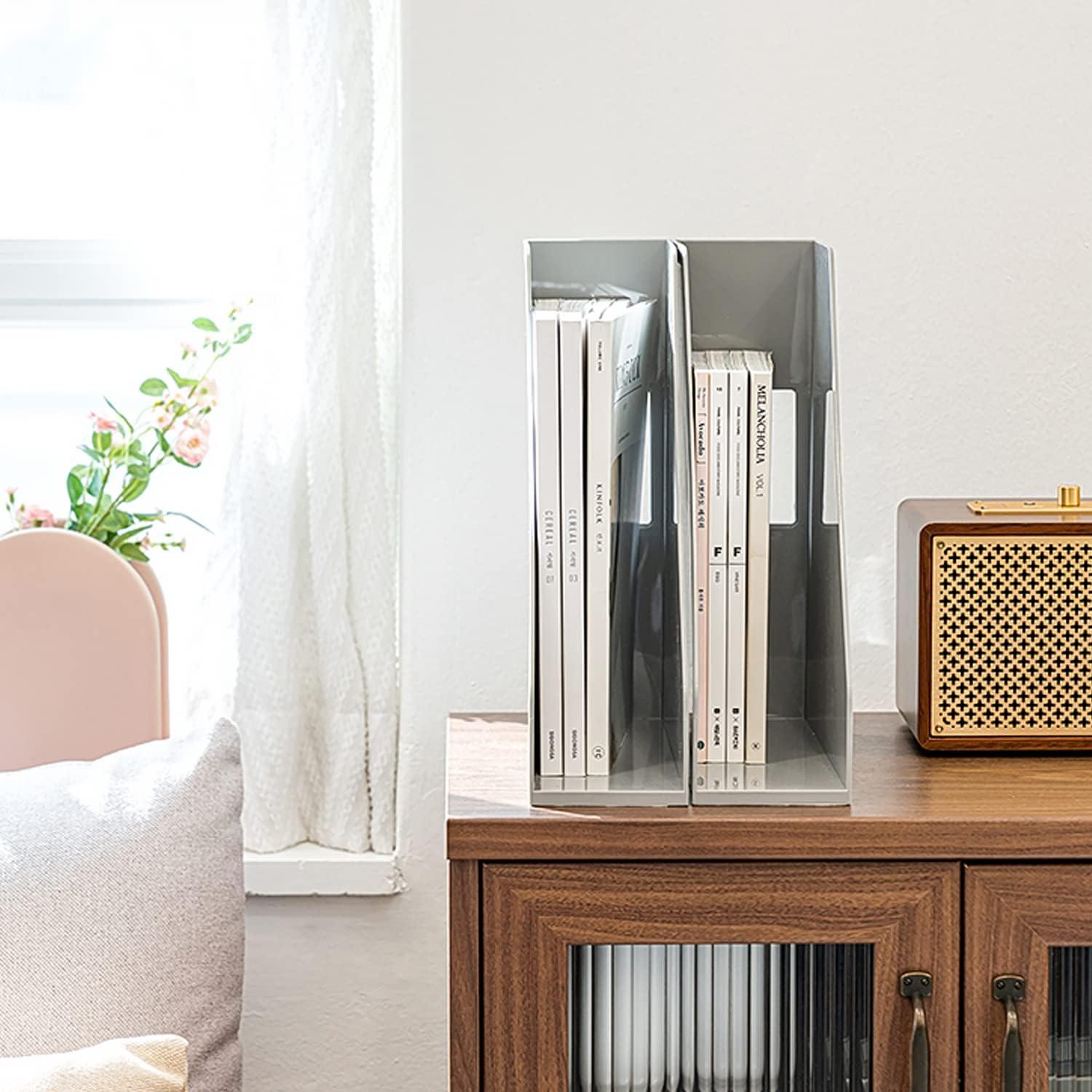 Soporte de Revistas Abierto Carrotez - 2 Piezas Gris 27.4x9.4x32 cm