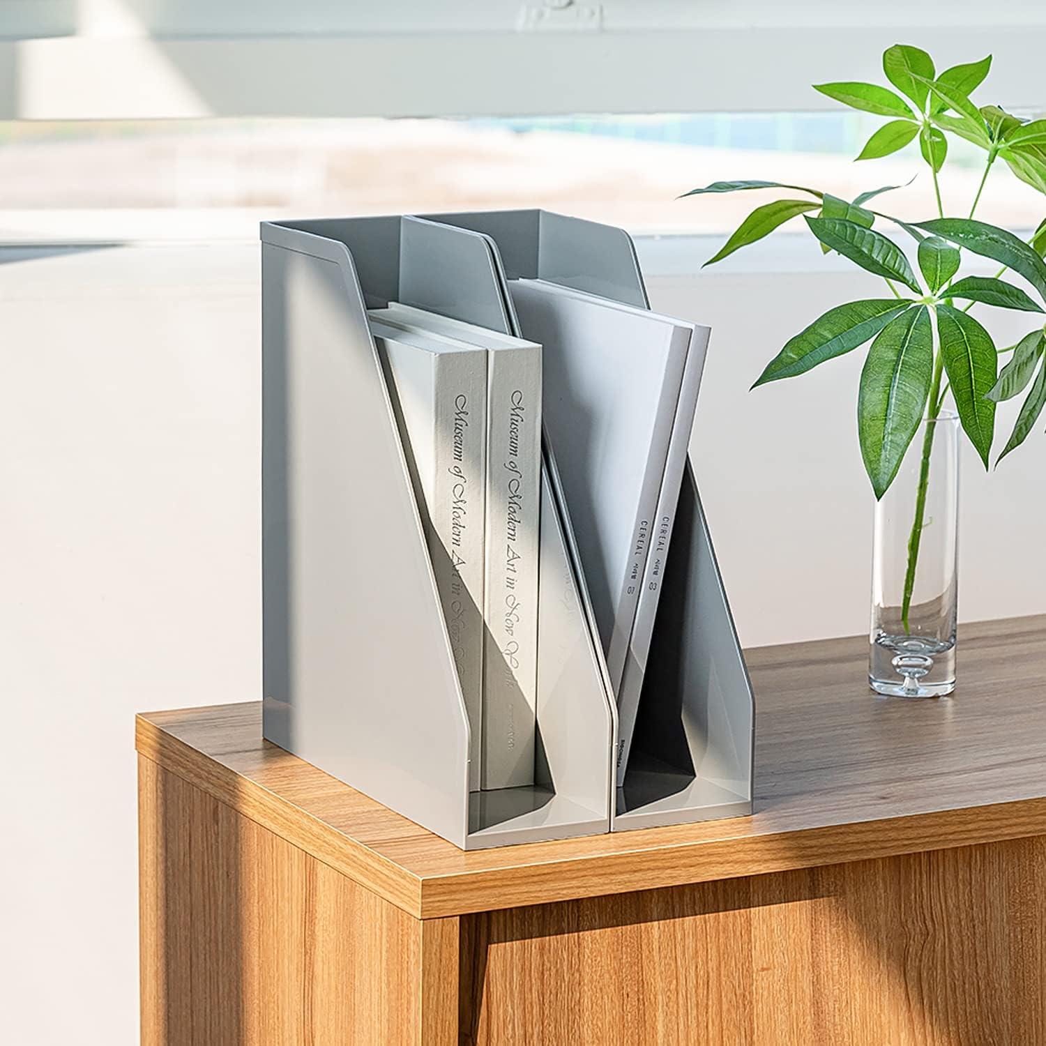 Soporte de Revistas Abierto Carrotez - 2 Piezas Gris 27.4x9.4x32 cm