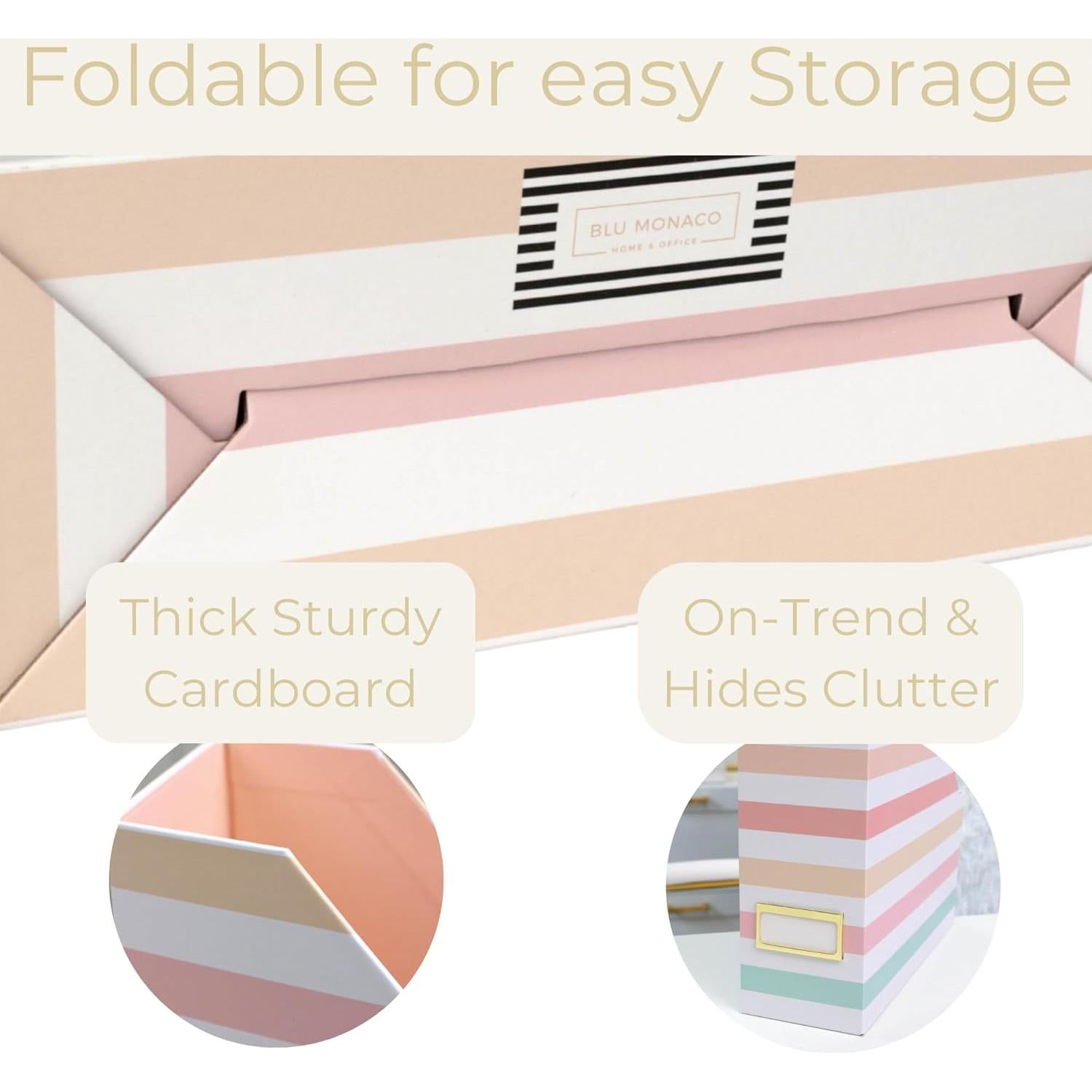 Juego de 4 Soportes Plegables para Revistas Blu Monaco Rayas Pastel