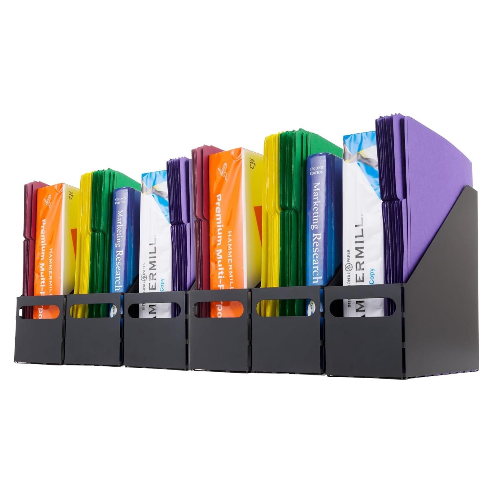 Soportes de Revistas de Metal IRIS USA, Paquete de 6, Negro