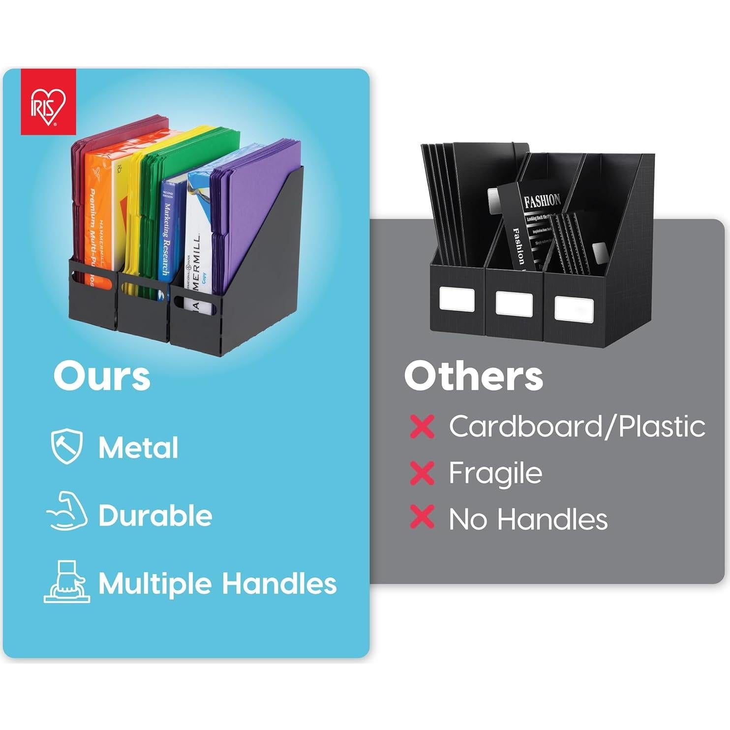 Soportes de Revistas de Metal IRIS USA, Paquete de 6, Negro