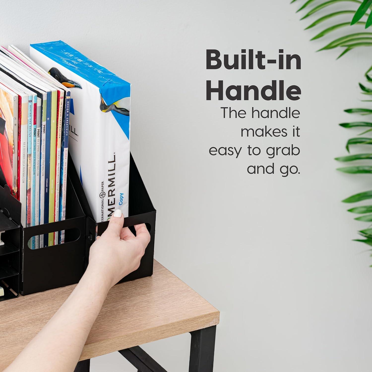 Soportes de Revistas de Metal IRIS USA, Paquete de 6, Negro