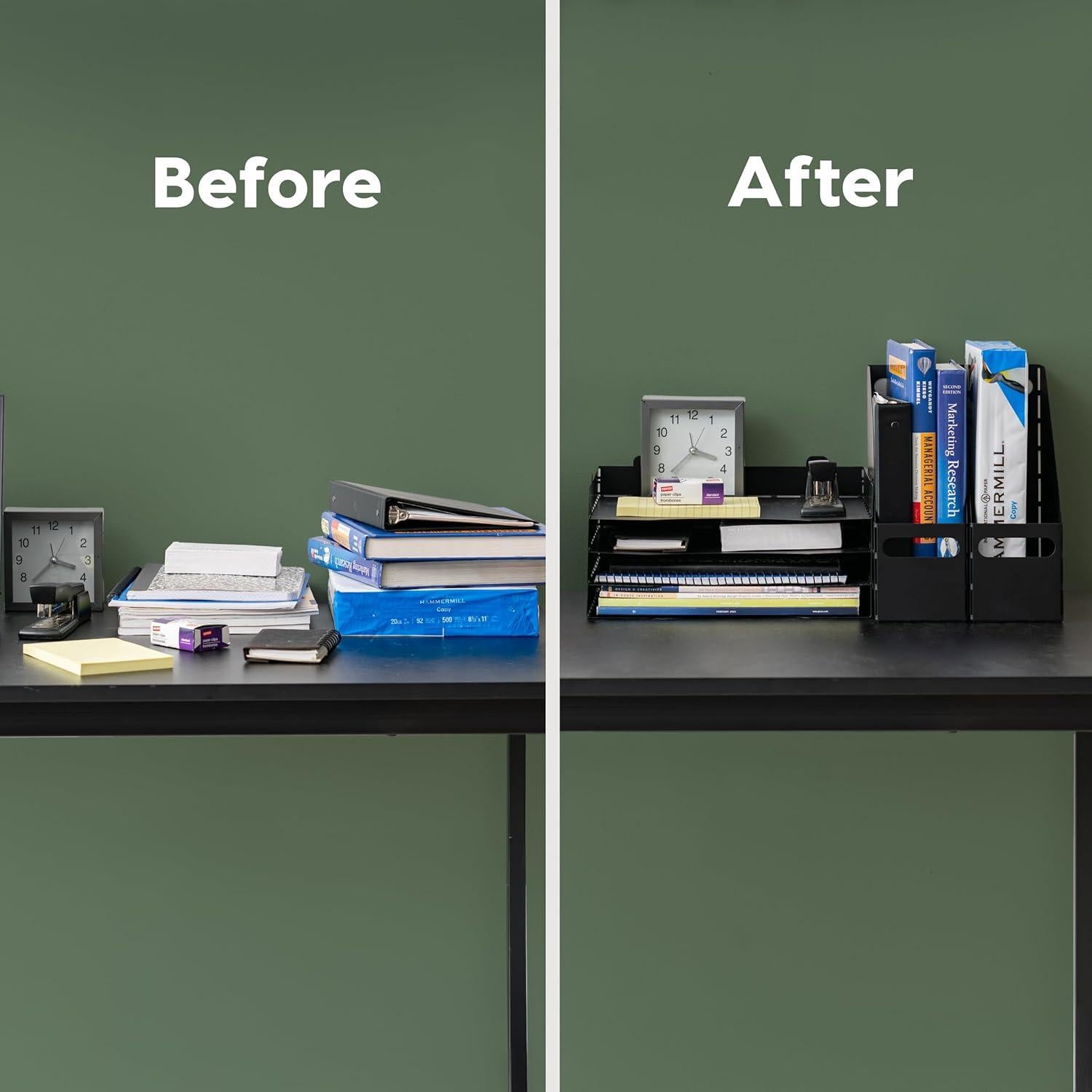 Soportes de Revistas de Metal IRIS USA, Paquete de 6, Negro