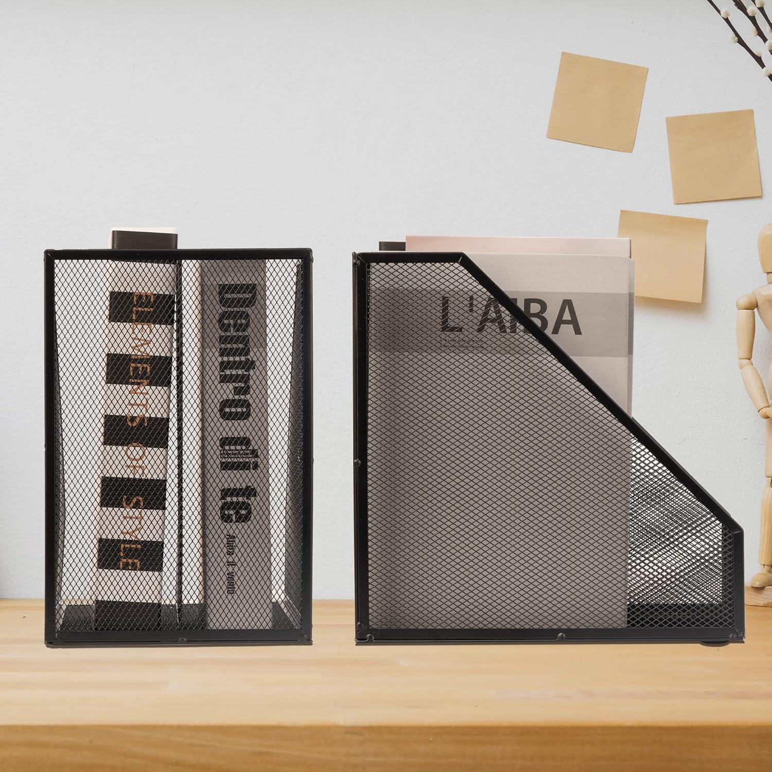 Set de 2 Soportes para Revistas de Metal ASIFMTHOT Negro