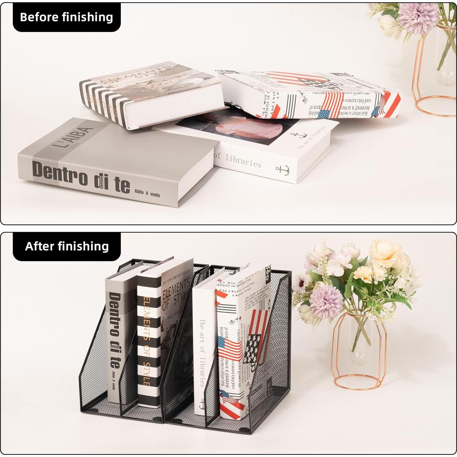 Set de 2 Soportes para Revistas de Metal ASIFMTHOT Negro