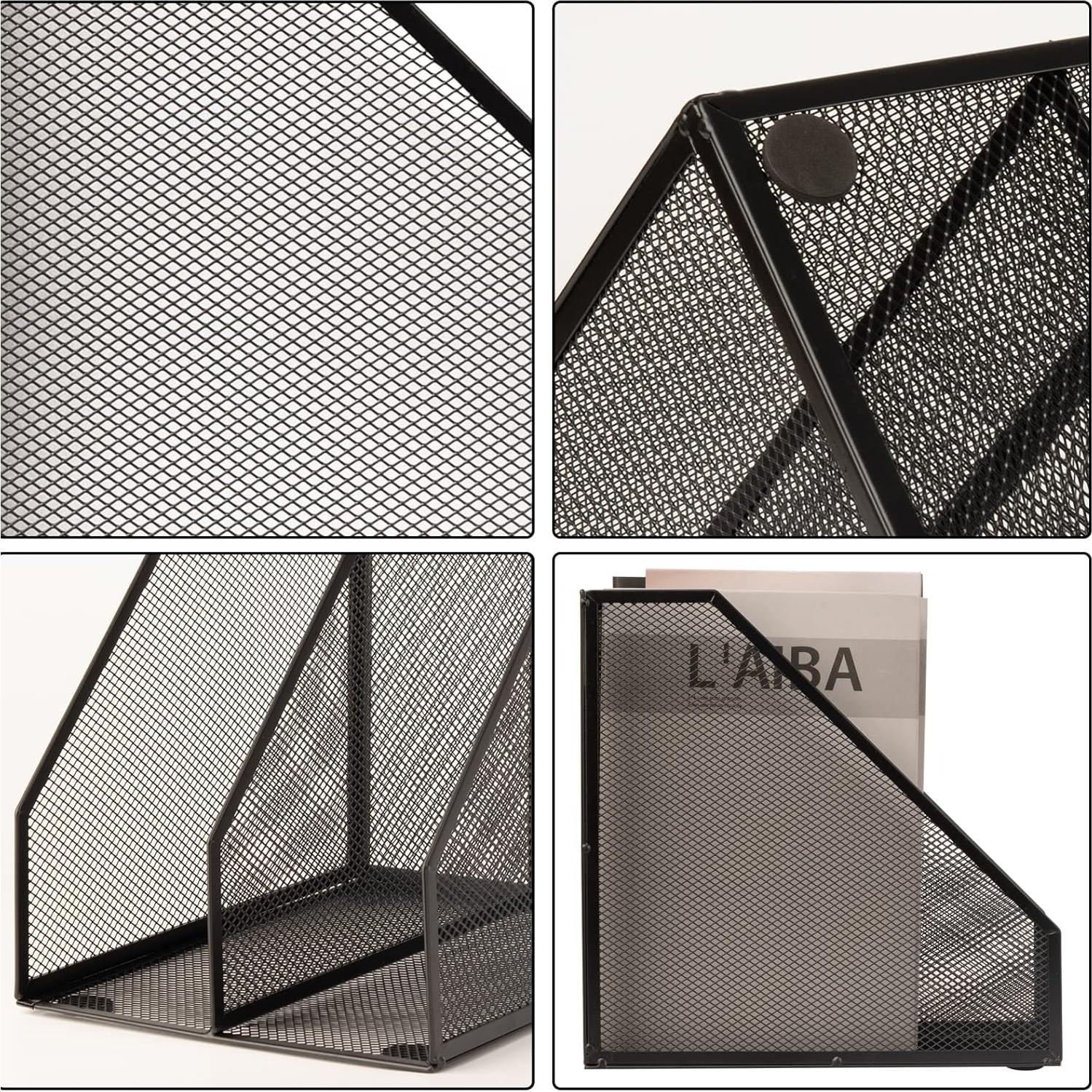 Set de 2 Soportes para Revistas de Metal ASIFMTHOT Negro