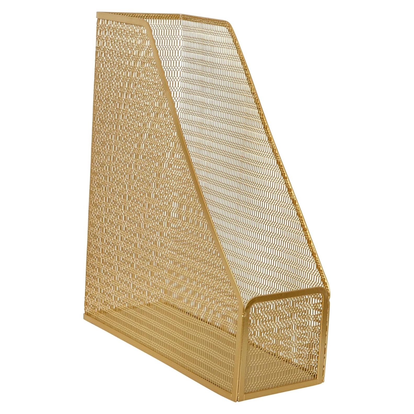 Soporte de Revistas de Metal Dorado Martha Stewart 24.77x9.53x29.21cm