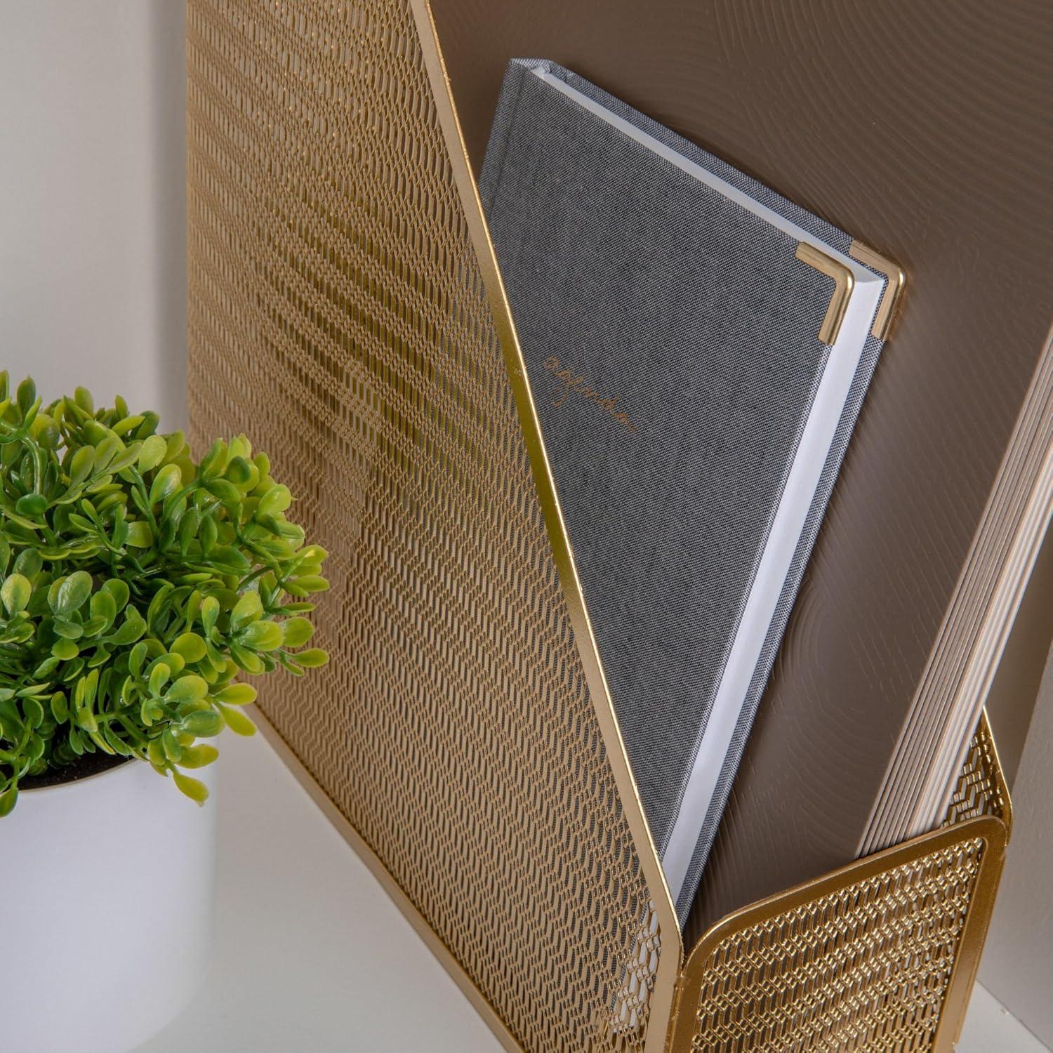 Soporte de Revistas de Metal Dorado Martha Stewart 24.77x9.53x29.21cm