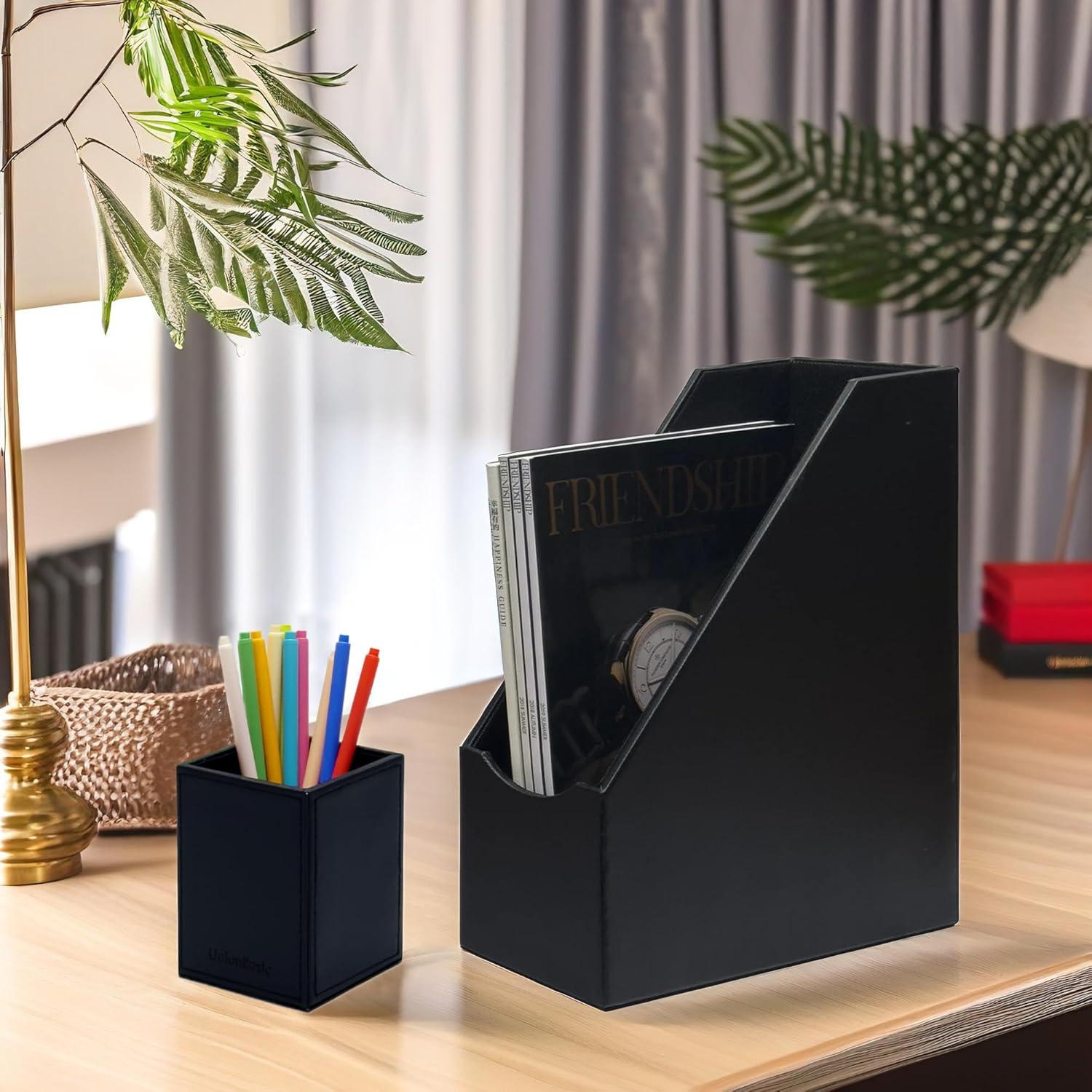 Soporte para Revistas UnionBasic de Cuero Sintético Negro