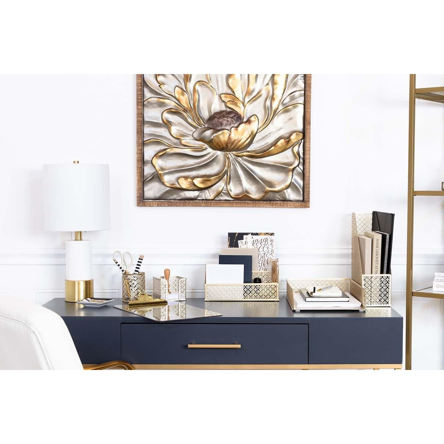 Soporte para Revistas BLU MONACO Dorado - Organizador de Metal 24.77x29.21 cm