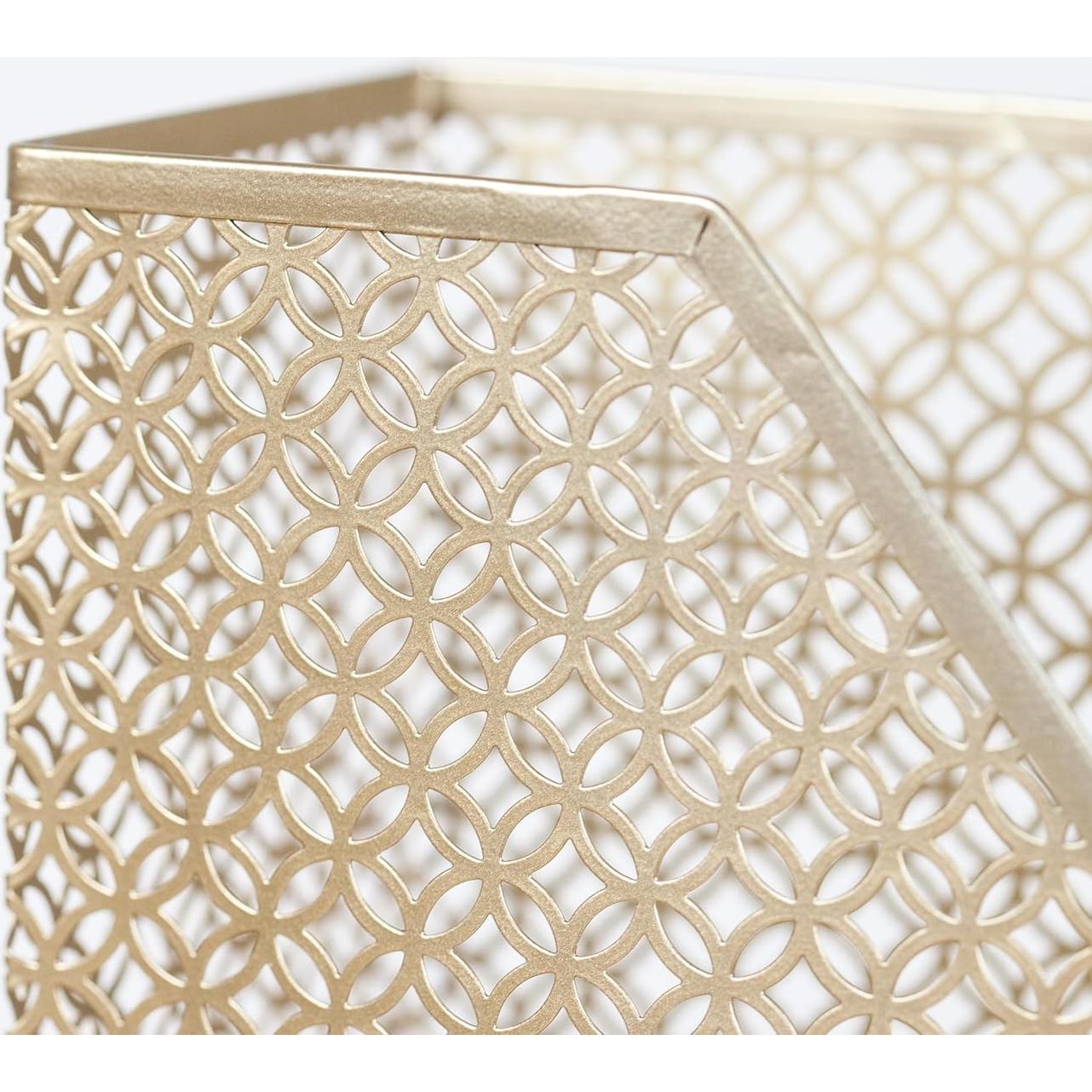 Soporte para Revistas BLU MONACO Dorado - Organizador de Metal 24.77x29.21 cm