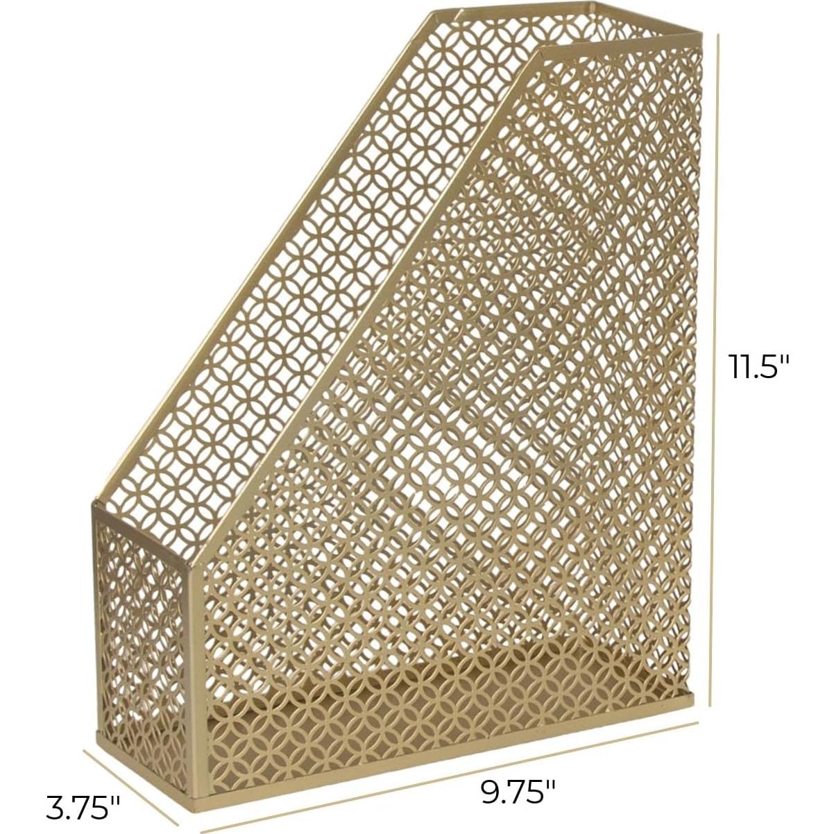 Soporte para Revistas BLU MONACO Dorado - Organizador de Metal 24.77x29.21 cm