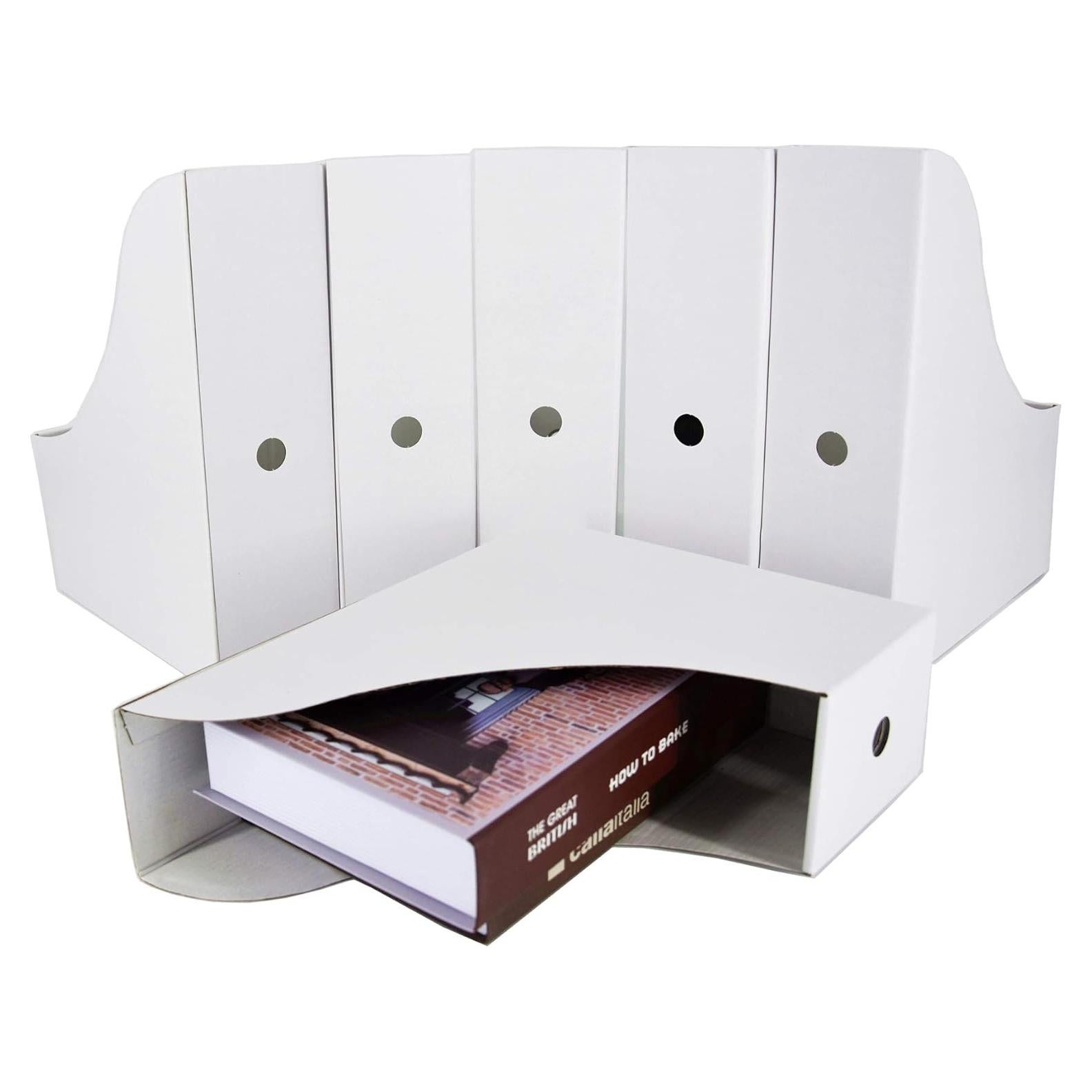 Soporte de Revistas Blanco HUAPRINT - 6 Paquetes, Cartón Resistente