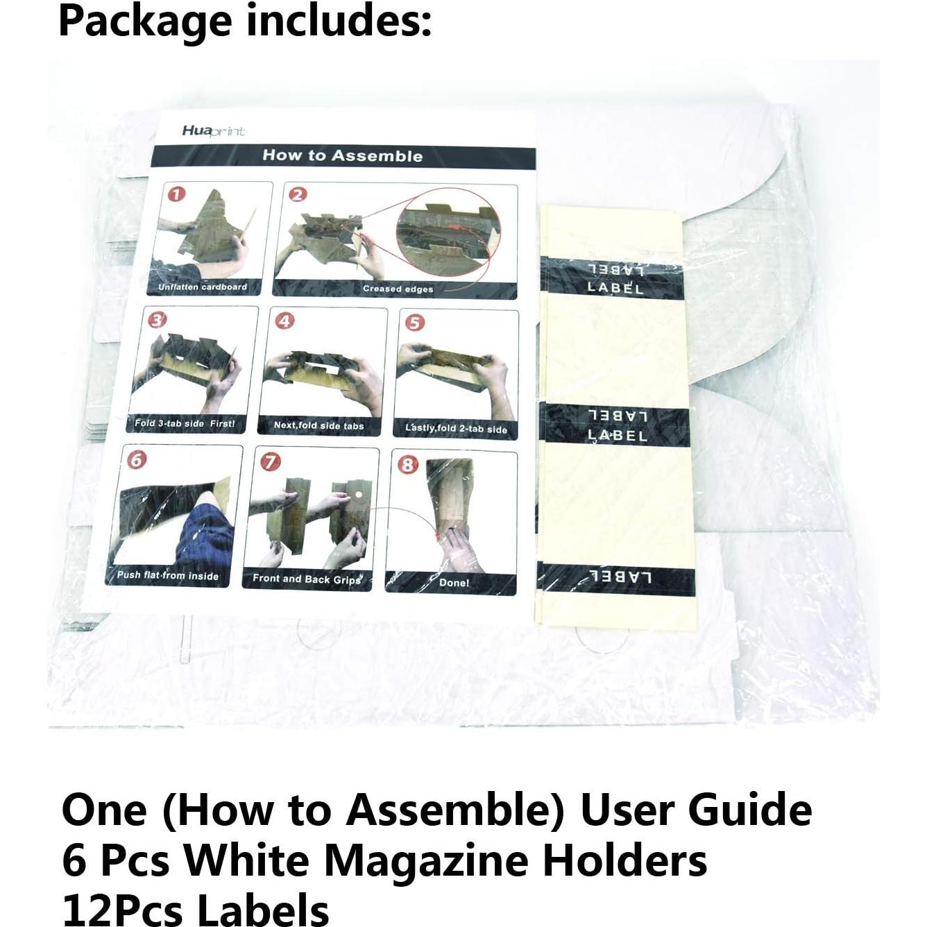 Soporte de Revistas Blanco HUAPRINT - 6 Paquetes, Cartón Resistente