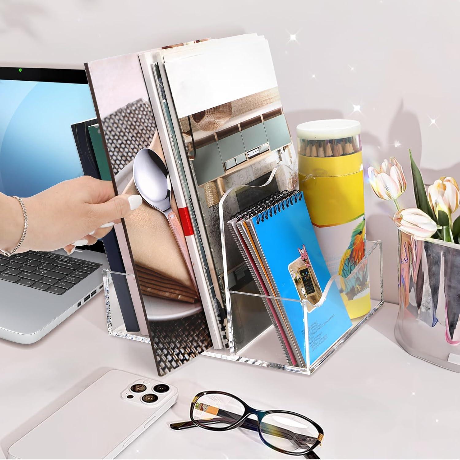 Soporte de Revistas Acrílico Mezchi con 3 Compartimentos 21.6x17.8 cm