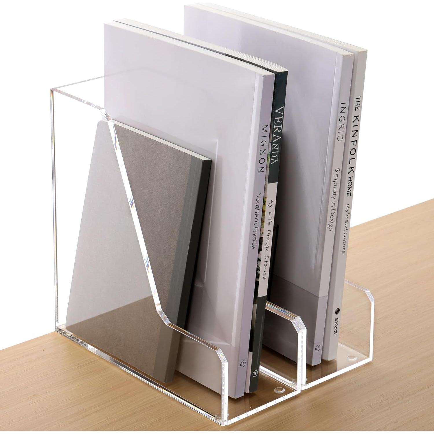 Soporte Vertical de Revistas Acrílico HeZone 2-Pack 21.5x8x22 cm