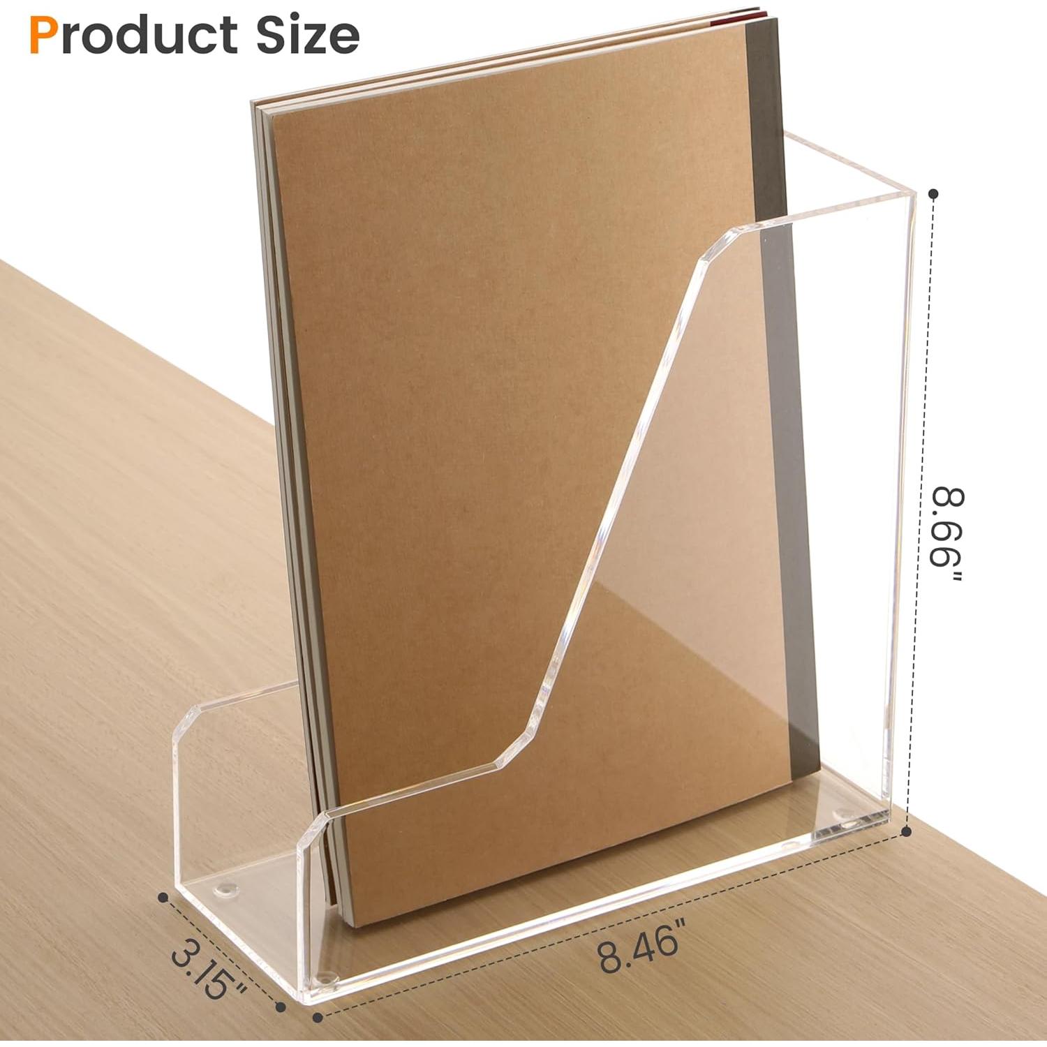 Soporte Vertical de Revistas Acrílico HeZone 2-Pack 21.5x8x22 cm