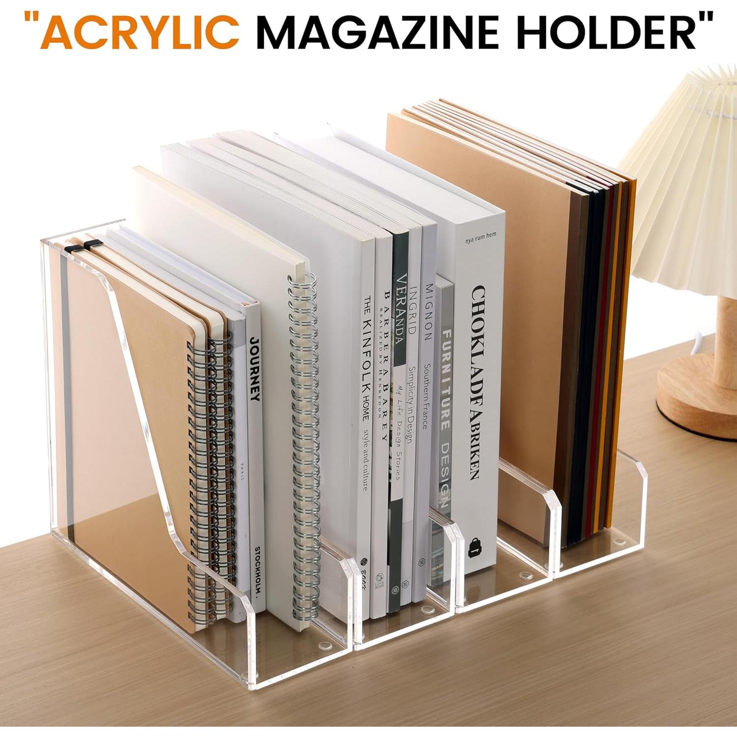 Soporte Vertical de Revistas Acrílico HeZone 2-Pack 21.5x8x22 cm