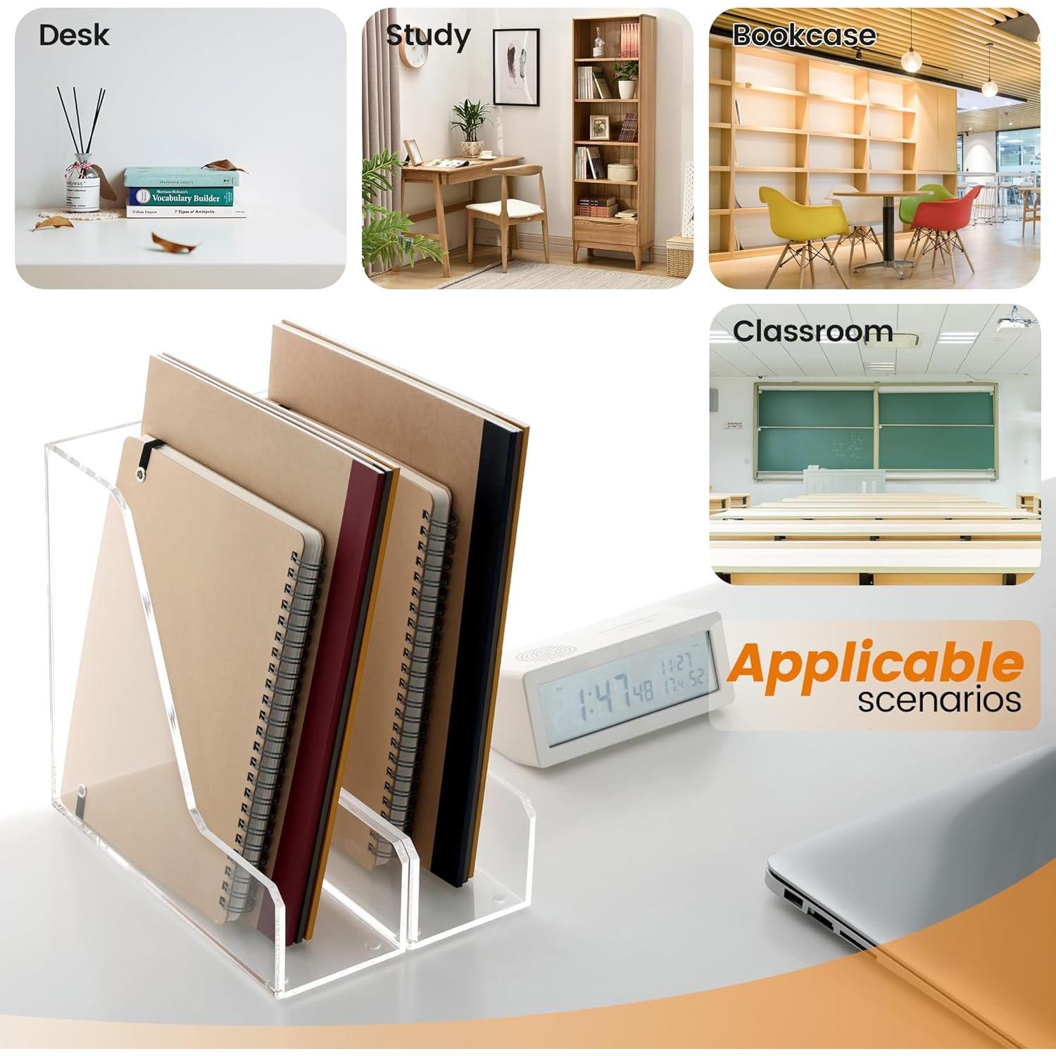 Soporte Vertical de Revistas Acrílico HeZone 2-Pack 21.5x8x22 cm