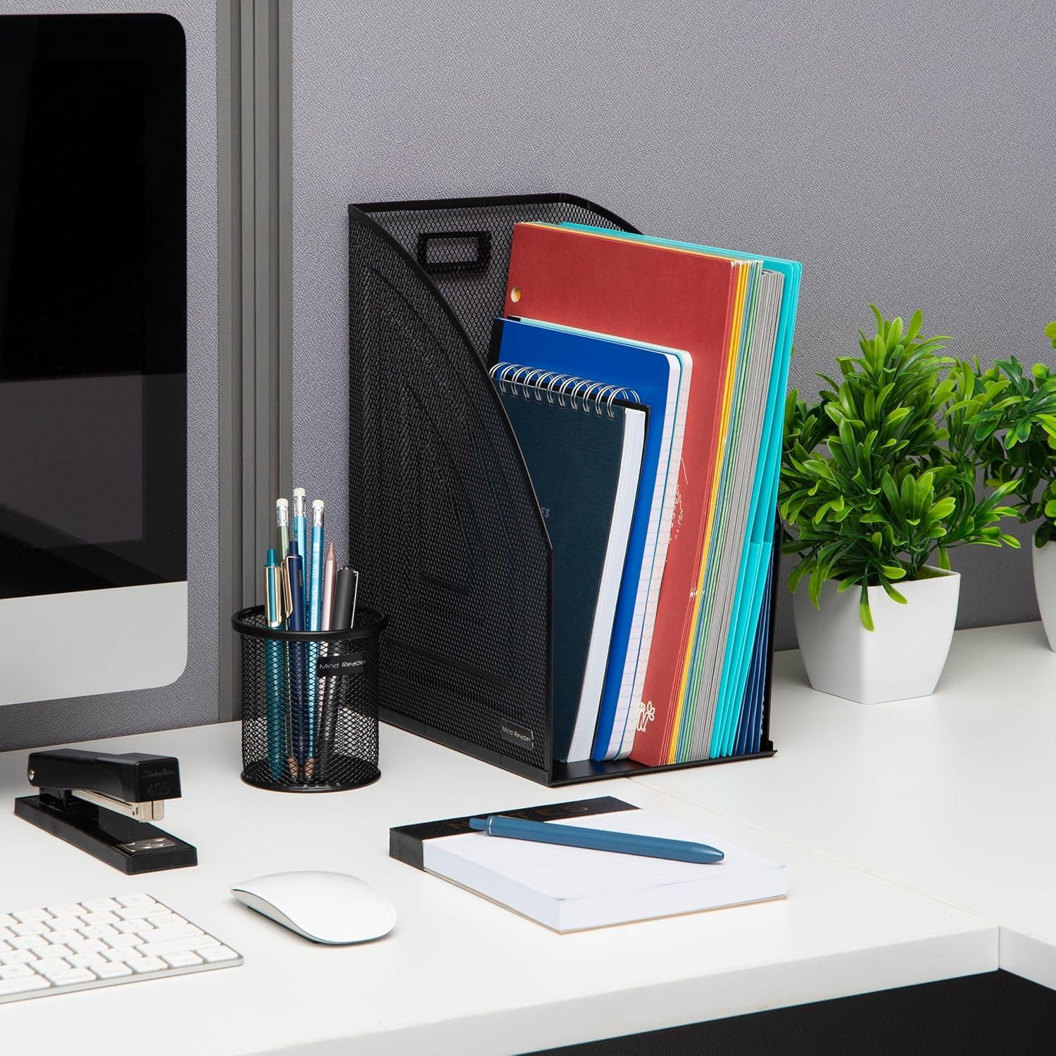 Organizador de Escritorio Vertical Mind Reader, Juego de 2, Malla Negra, 25.4x15.88x31.75 cm