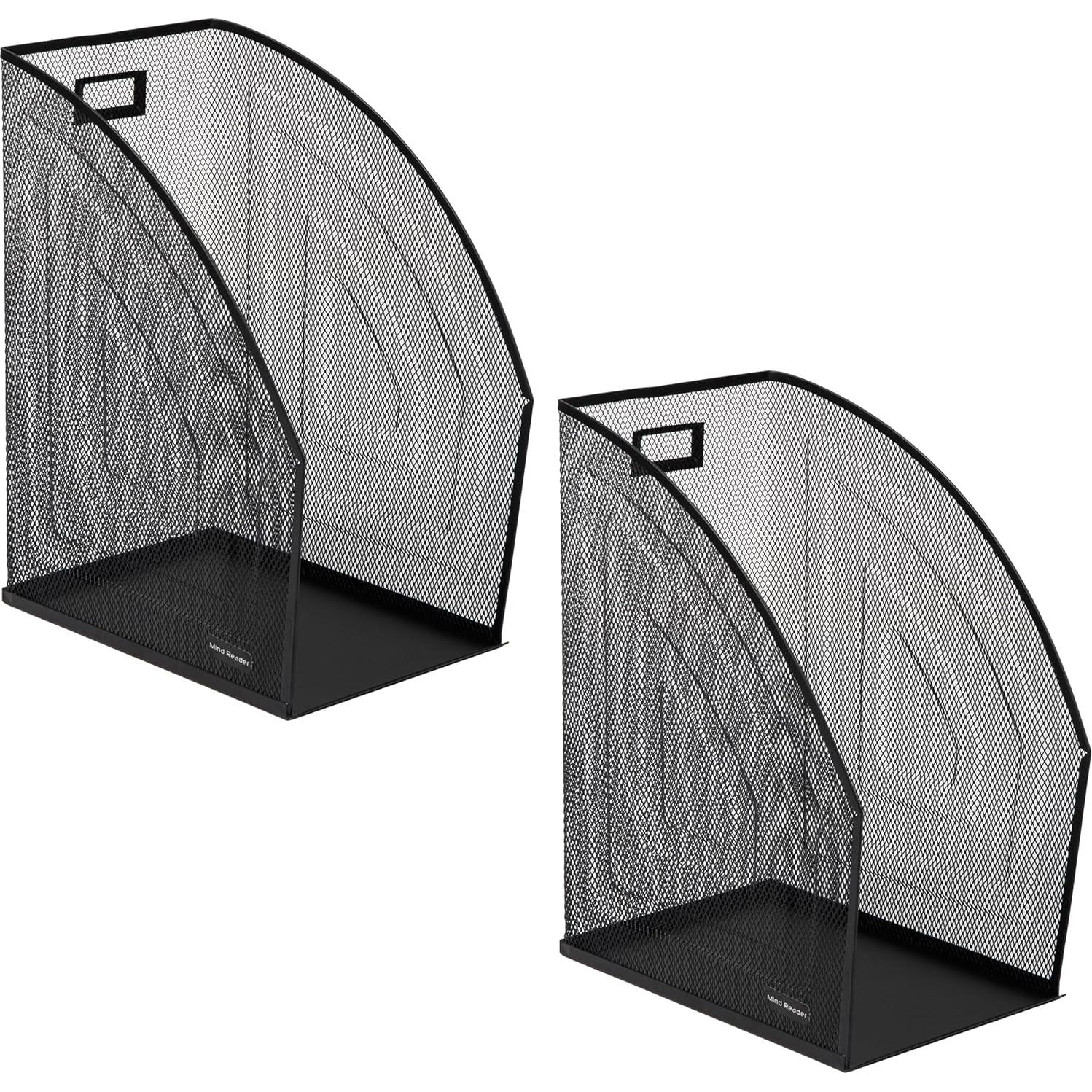 Organizador de Escritorio Vertical Mind Reader, Juego de 2, Malla Negra, 25.4x15.88x31.75 cm