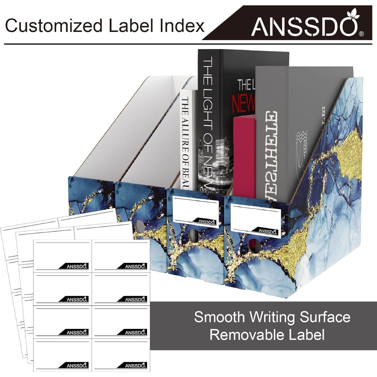 Soporte de Revistas de Cartón Organizador Azul Dorado - Paquete de 12